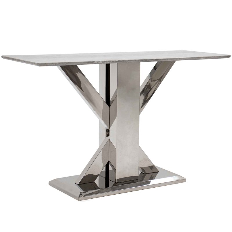 Tremmen Console Table Stainless Steel & Milan Grey Marble Effect Top