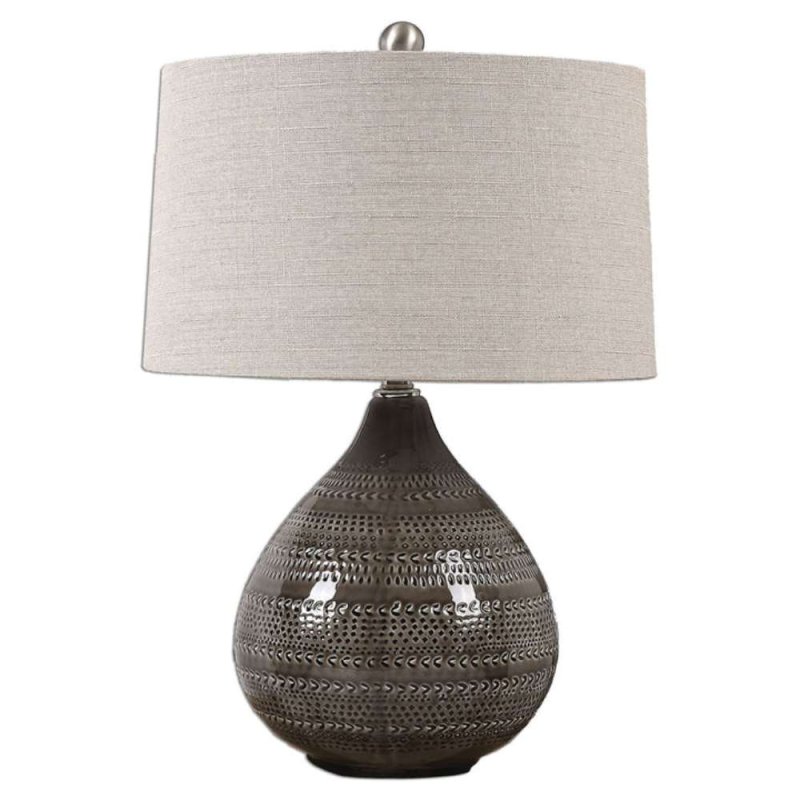 Mindy Brownes Batova Table Lamp Detailed Grey Base with Neutral Shade