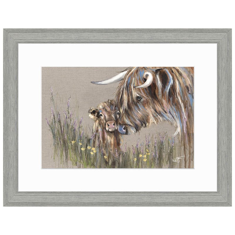 Artko Heather & Buttercup 45cm x 35cm Picture By Louise Luton With Grey Frame 