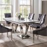 Ernest 6 Person Wide Dining Table Stainless Steel & Marble Top