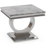 Arianna Side/Lamp Table Stainless Steel & Grey Marble Top
