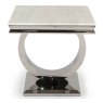 Arianna Side/Lamp Table Stainless Steel & Cream Marble Top