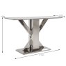 Tremmen Console Table Stainless Steel & Milan Grey Marble Effect Top Measurements