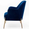 Mia Occasional Chair Velvet Fabric Navy Side On
