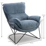 Maritime Armchair Fabric Washed Denim Dimensions