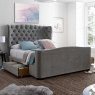 Downton Double (135cm) Fabric Bedstead With Storage Slate Lifestyle
