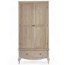 Camille Double Wardrobe With 1 Drawer Limed Oak