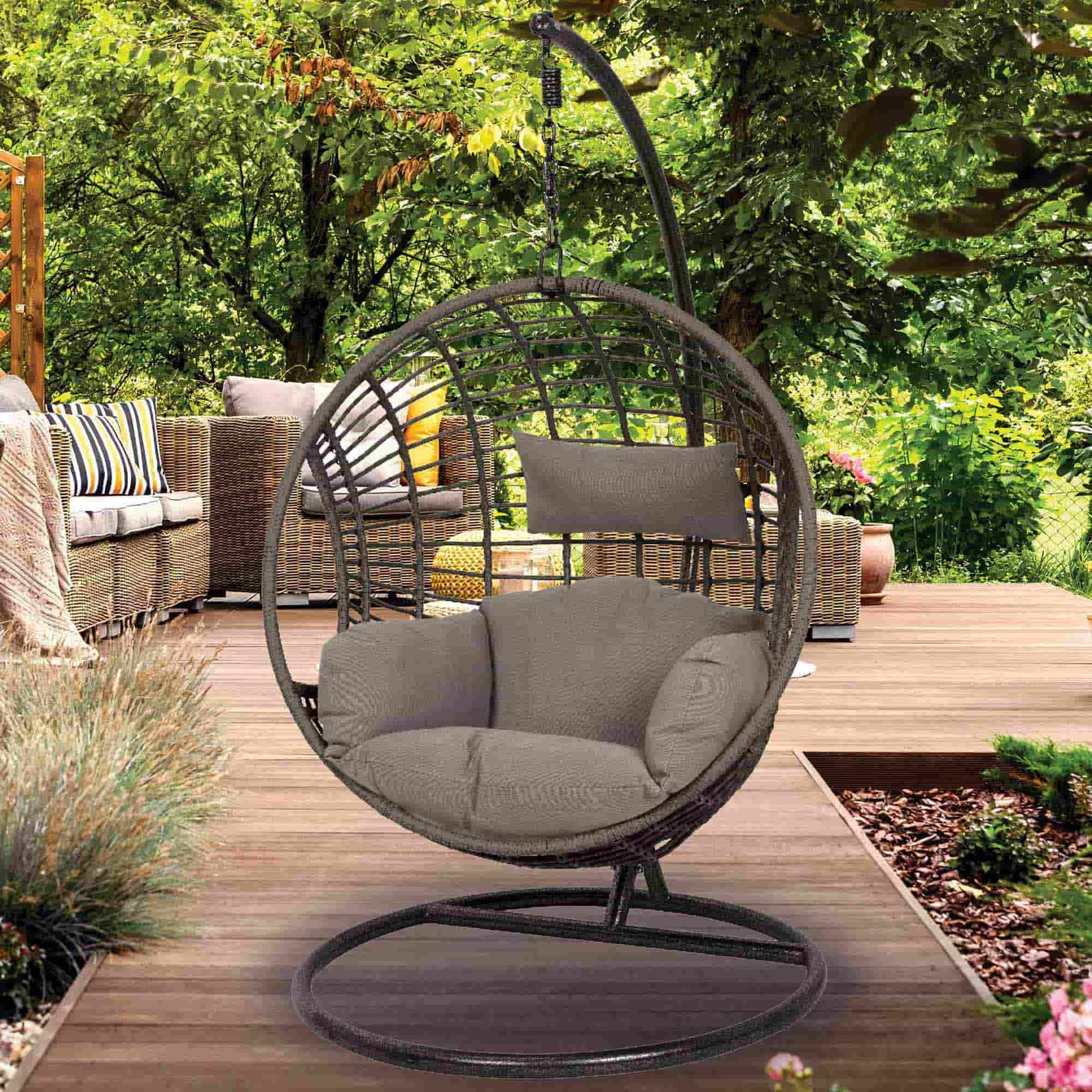 Kaemingk London Hanging Outdoor Egg Chair Black Egg Chairs & Sofas