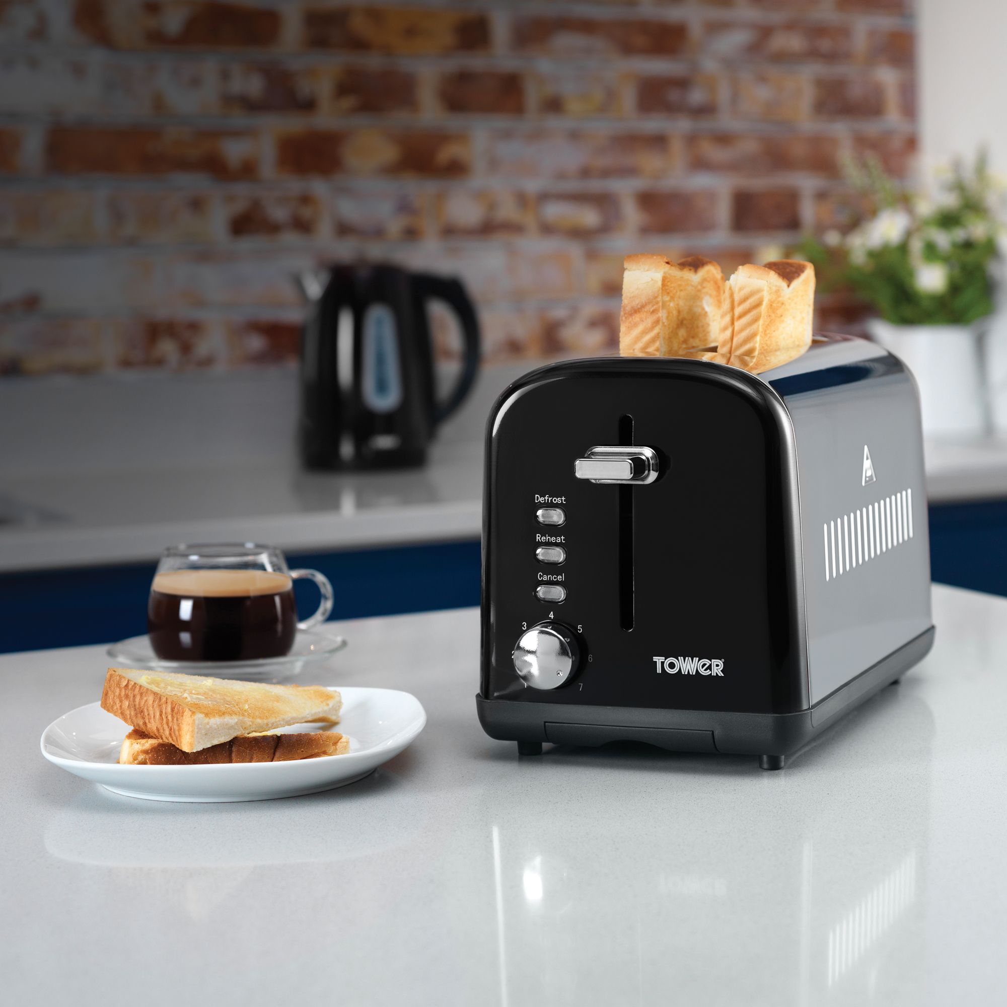 Tower 2 Slice Black Toaster Toasters Meubles