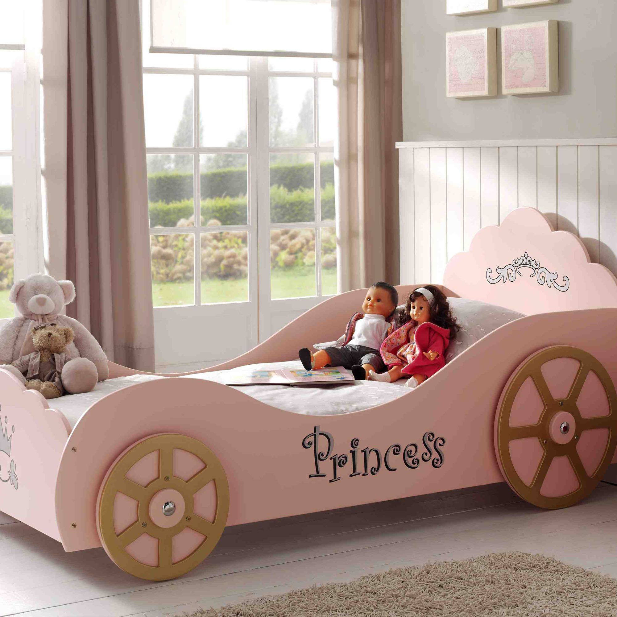 Vipack Princess Pinky Single (90cm) Car Bed Pink ALL CHILDREN'S