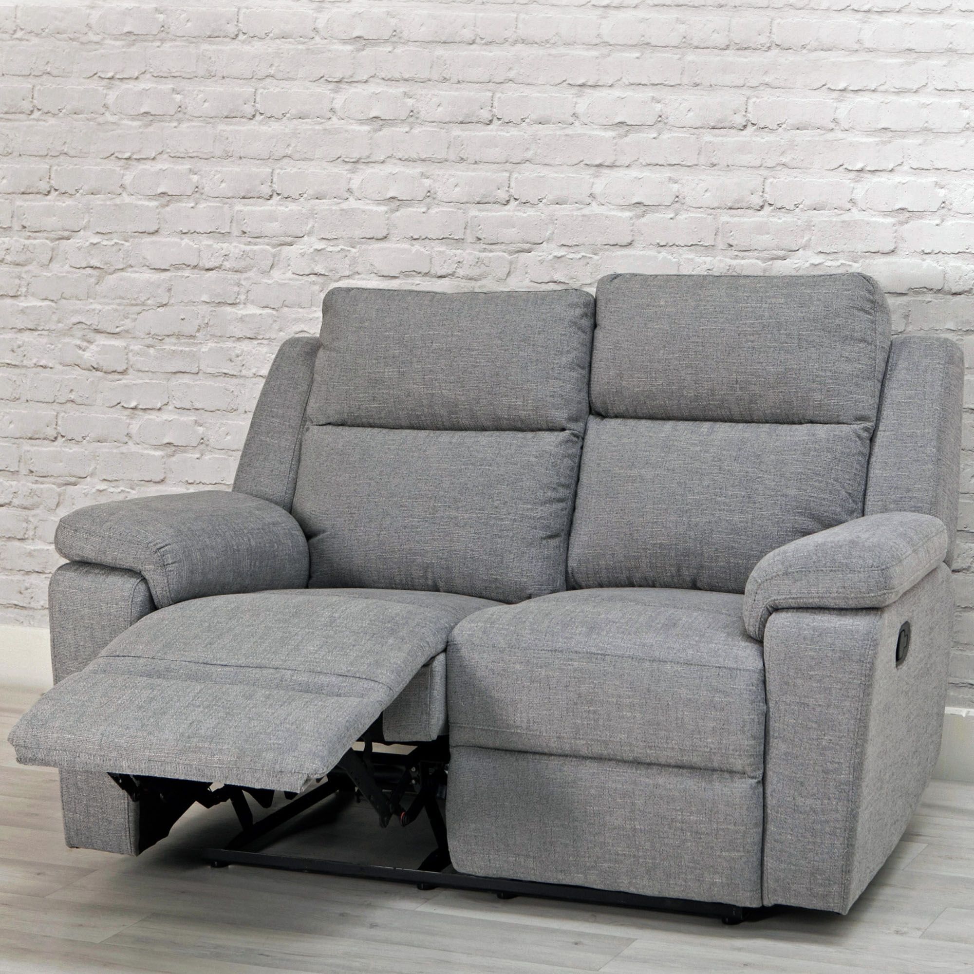 Houston Manual Reclining 2 Seater Sofa Fabric Grey ALL SOFA
