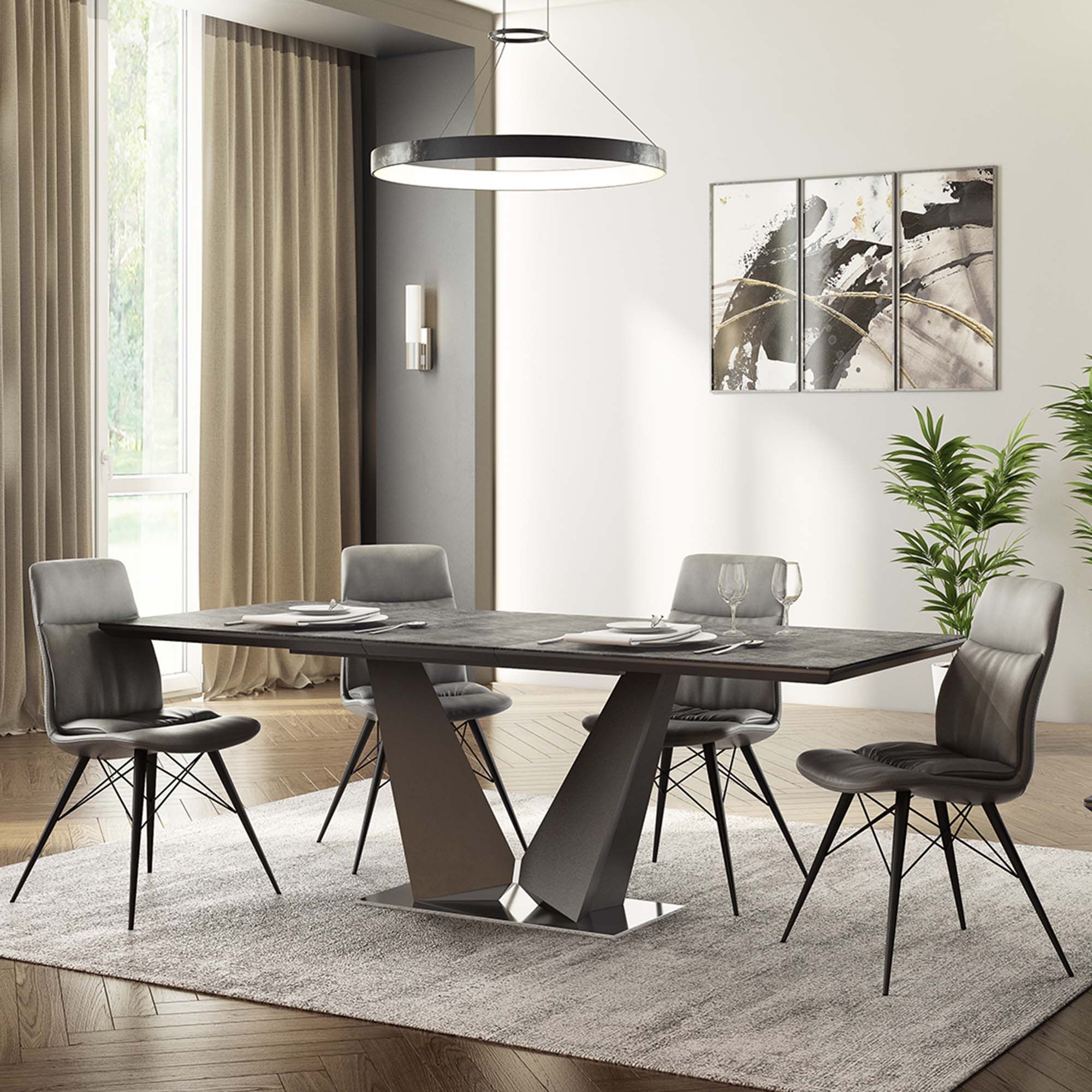 Westin 8-10 Person Dining Table Black & 4 Alexa Dining Chairs - Dining Table & Chair Sets - Meubles