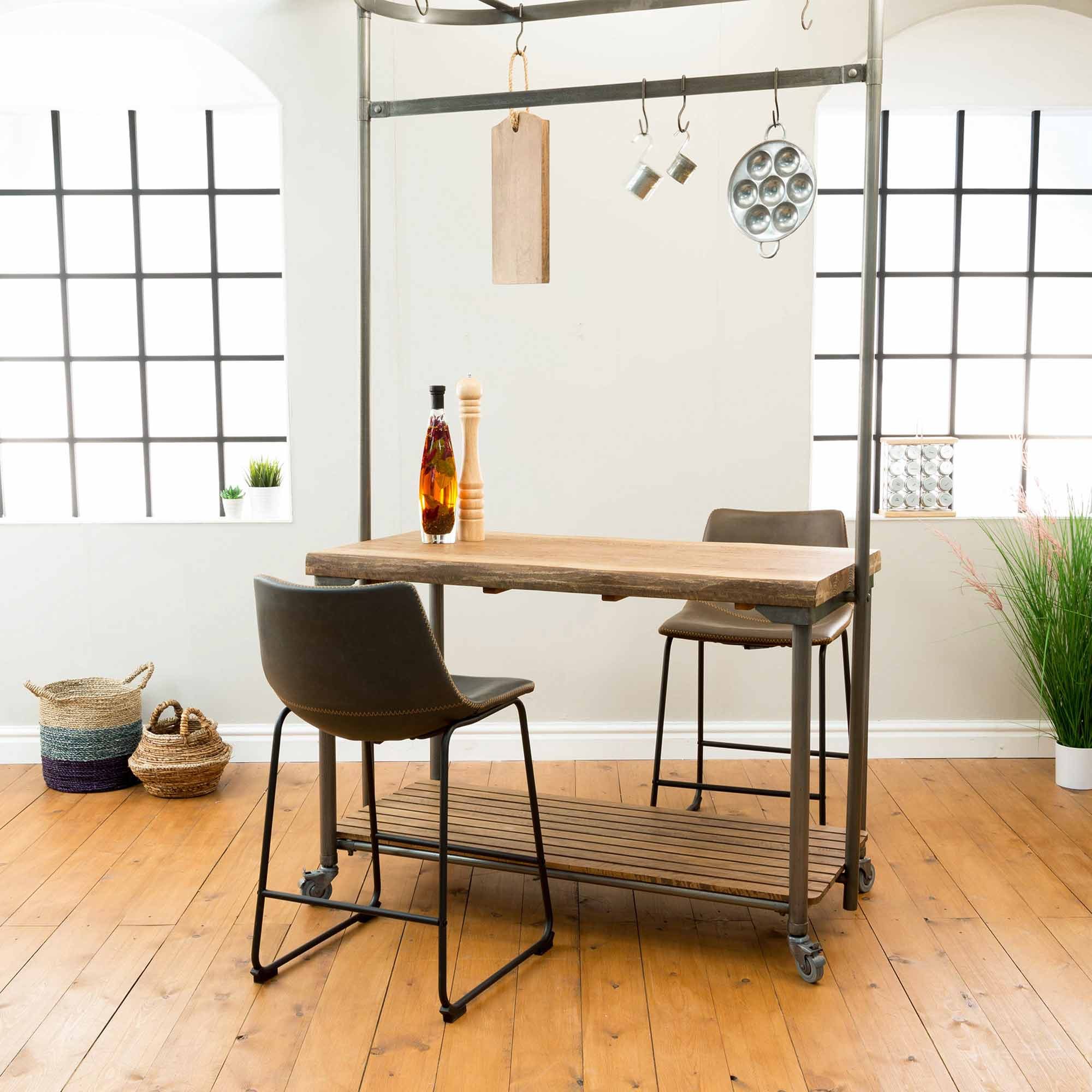 Cooper High Bar Stool Faux Leather Tan Meubles