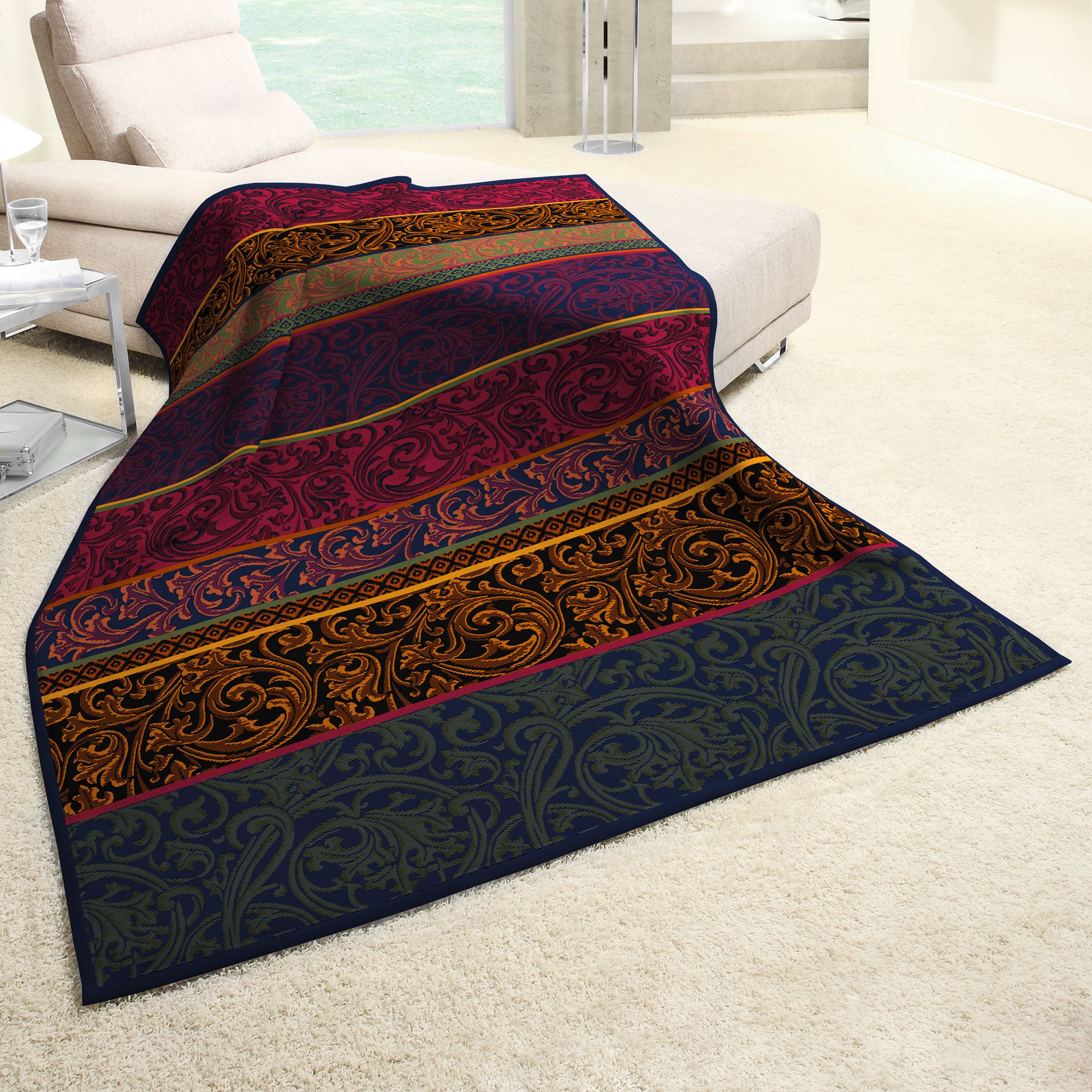 Biederlack Damask 150cm x 200cm Throw Multi Coloured Throws Meubles