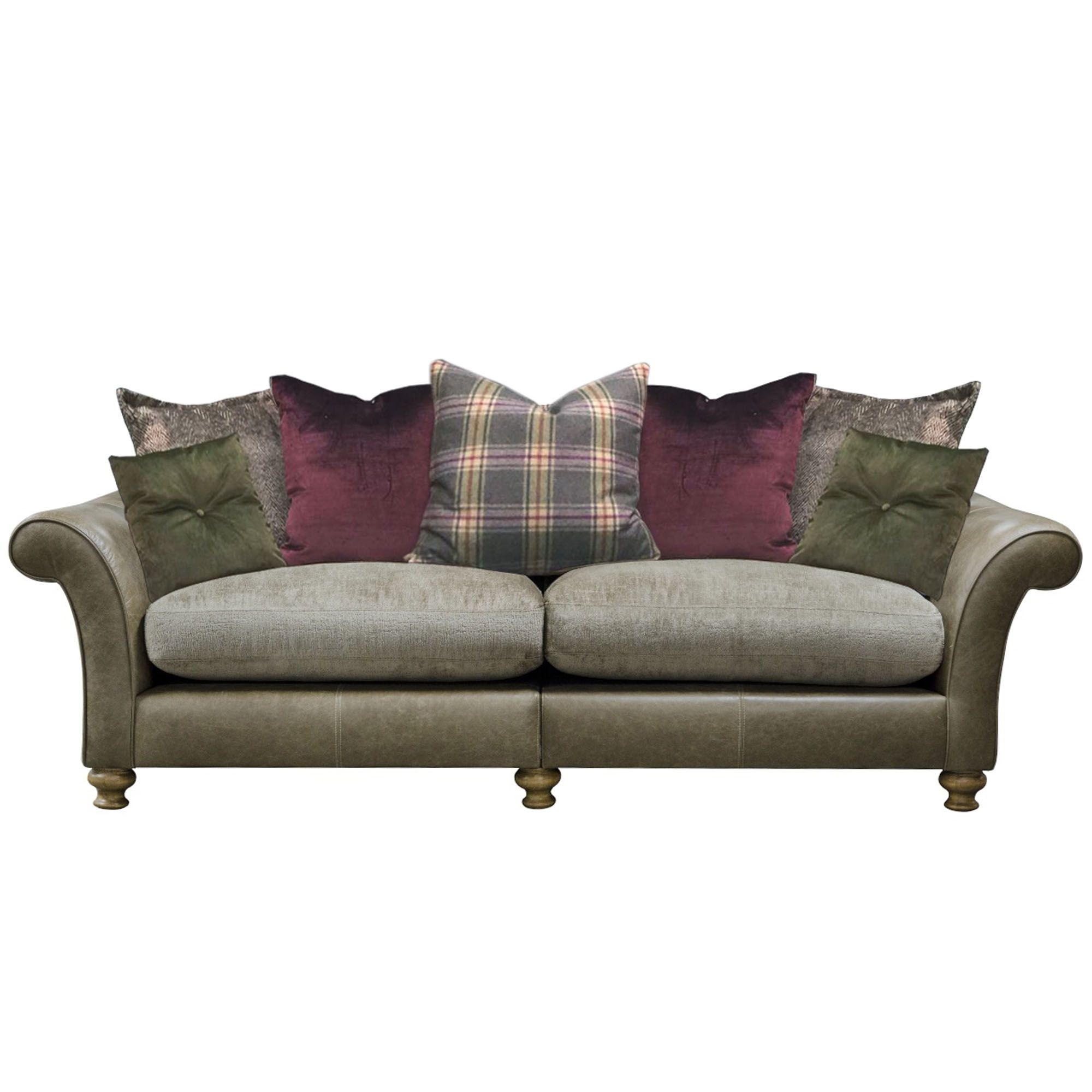 Alexander & James Blake 4 Seater Scatter Back Sofa Fabric & Leather