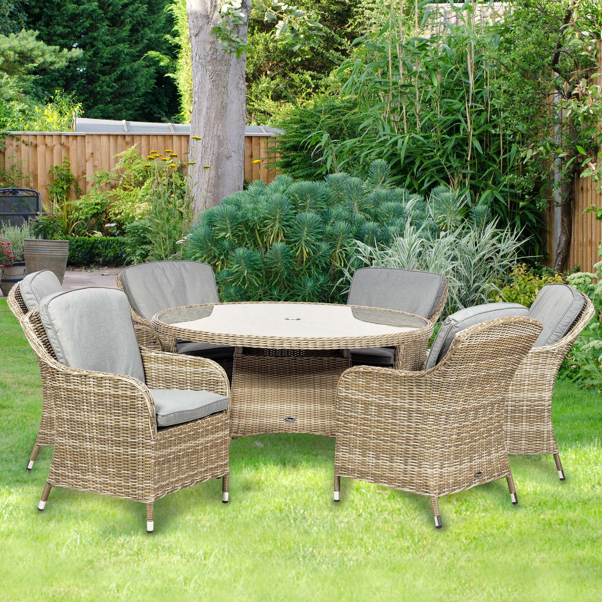 Royalcraft Wentworth 6 Person Rattan Outdoor Round Dining Set With