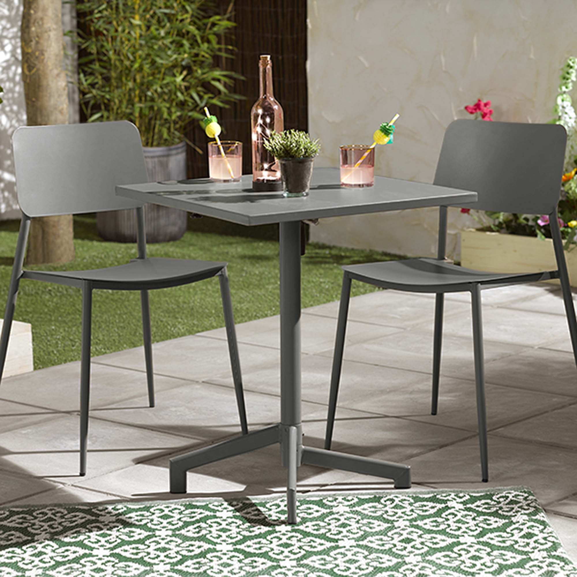 Portland Iron 2 Person Outdoor Bistro Set Anthracite Table & Chair