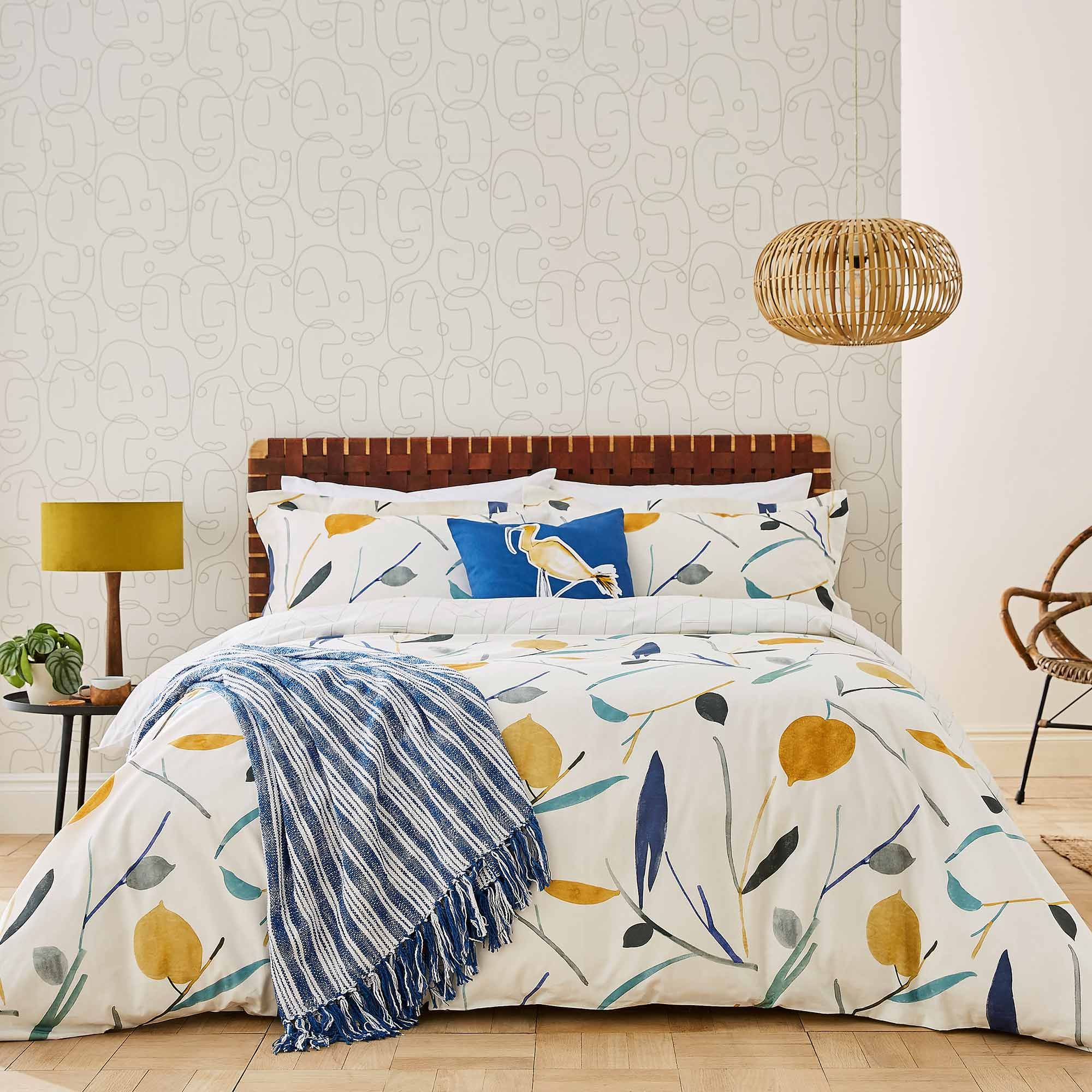 Sanderson Scion Oxalis Reversible Duvet Cover Set Papaya & Honey