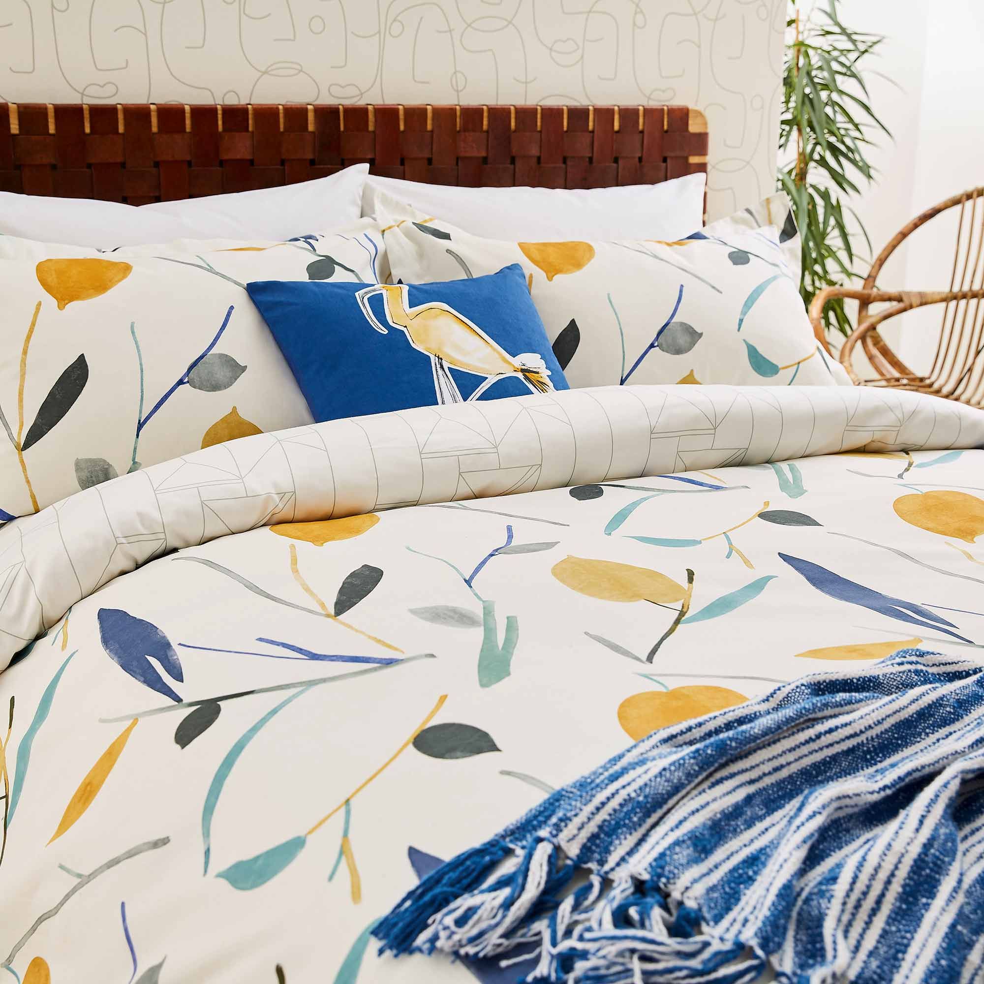 Sanderson Scion Oxalis Reversible Duvet Cover Set Papaya & Honey