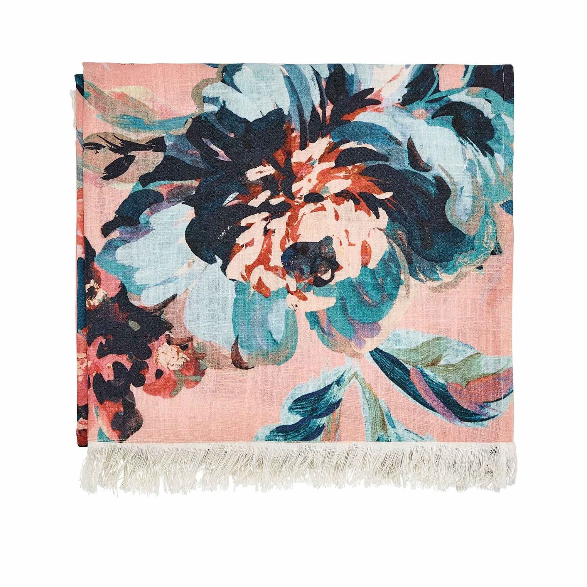 Joules Little Leaf Throw 140cm x 200cm Soft Blue Throws Meubles