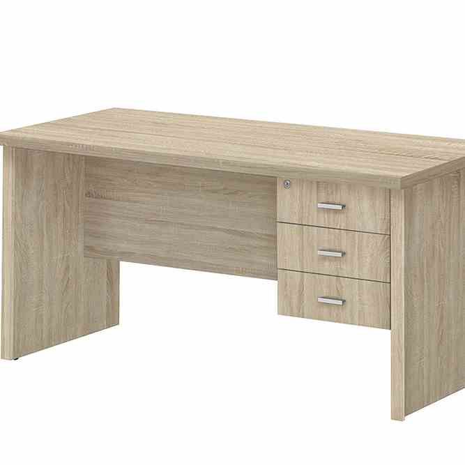 Dallas 3 Drawer Narrow Office Desk Light Oak ALL HOME OFFICE