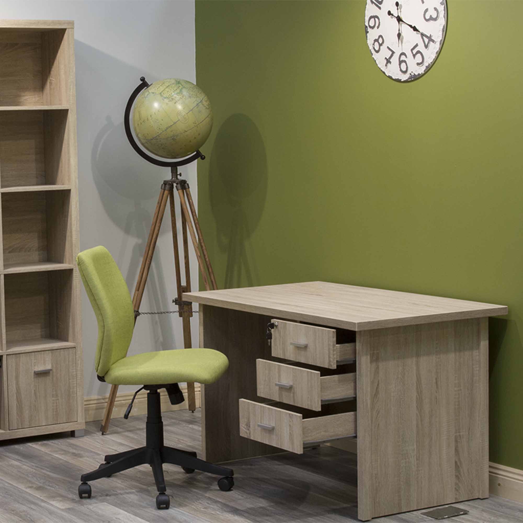 Dallas 3 Drawer Narrow Office Desk Light Oak All Home Office