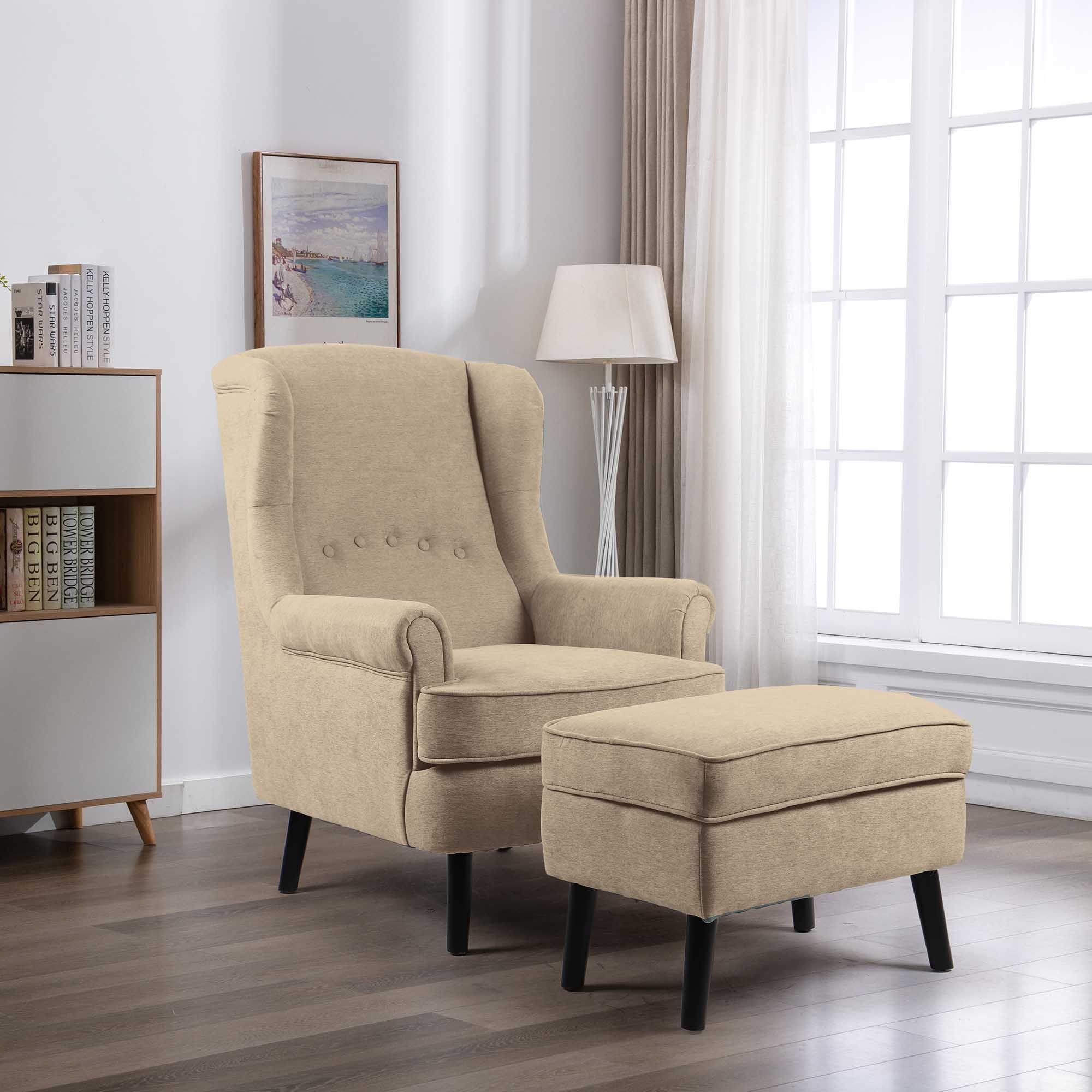 Geronimo Armchair Fabric Beige Bedroom Stools & Chairs Meubles
