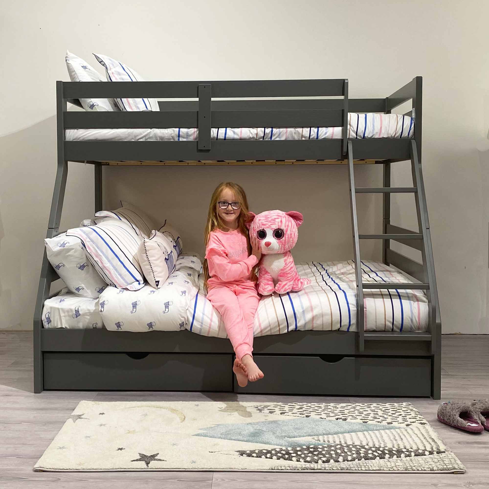 Solar Painted Triple Dual Storage Bunk, Bunk Beds With Mattresses Included
