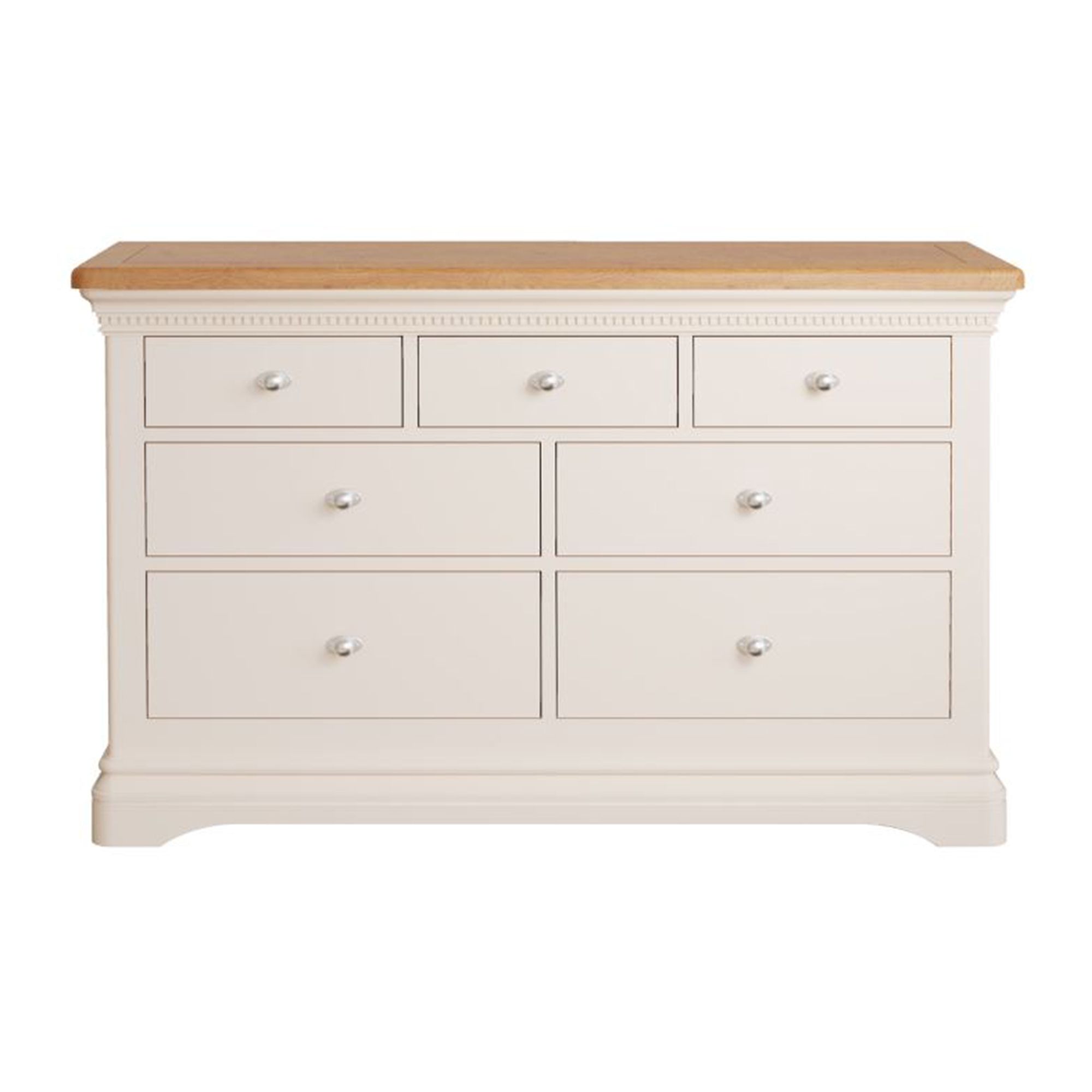 Bellingham 4+3 Drawer Chest of Drawers Painted OffWhite With Oak Top
