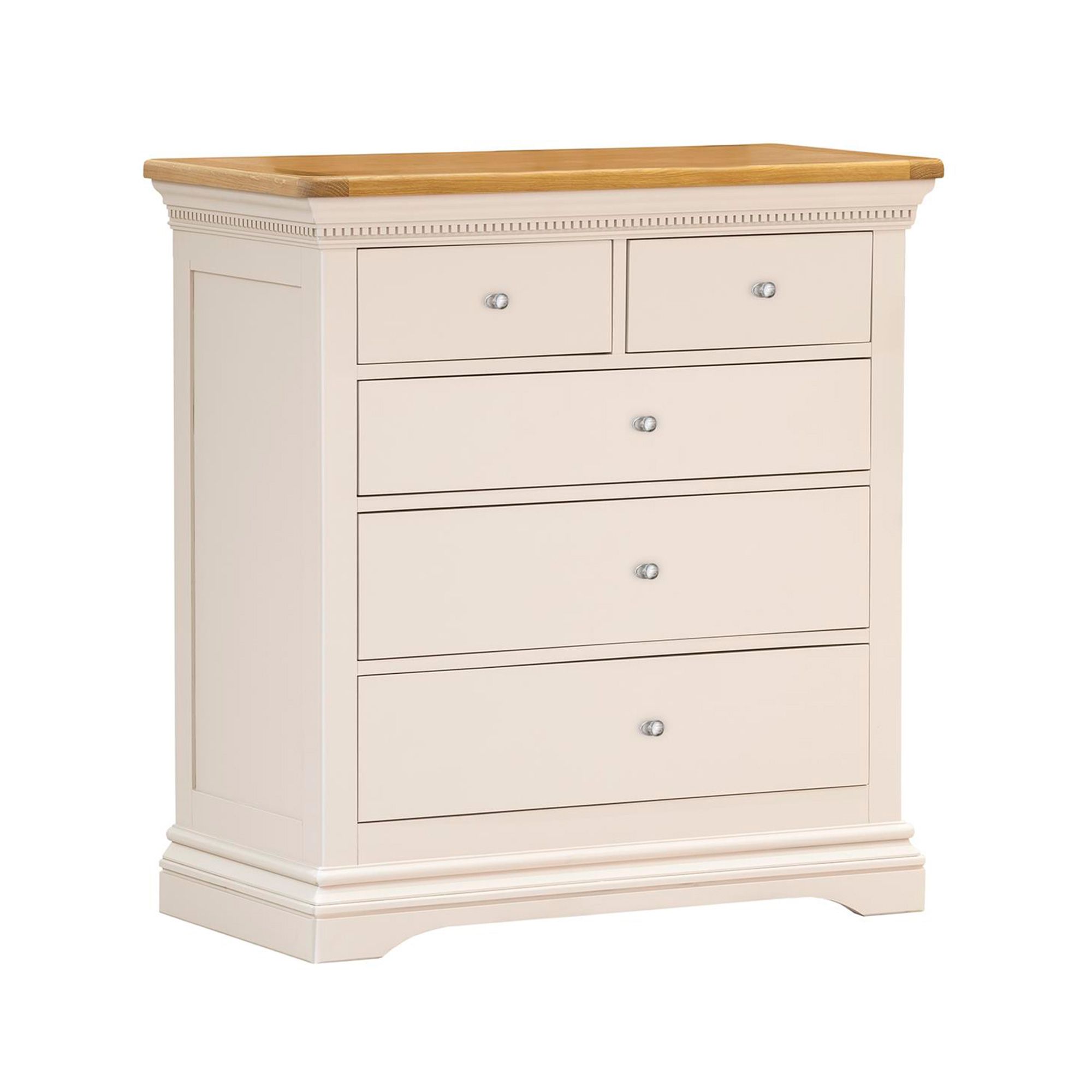 Bellingham 3+2 Drawer Chest of Drawers Painted OffWhite With Oak Top