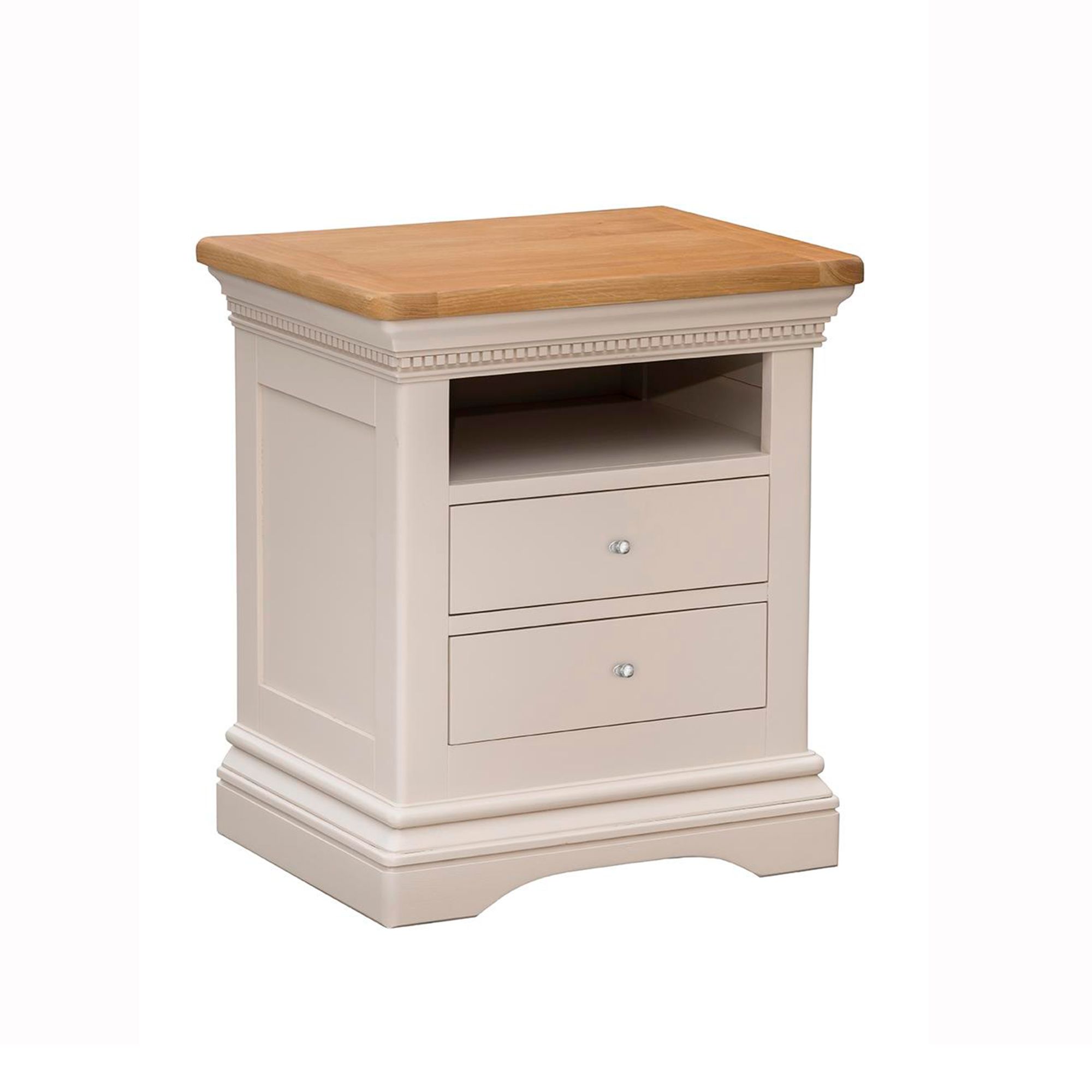 Bellingham 2 Drawer Bedside Locker Painted OffWhite With Oak Top