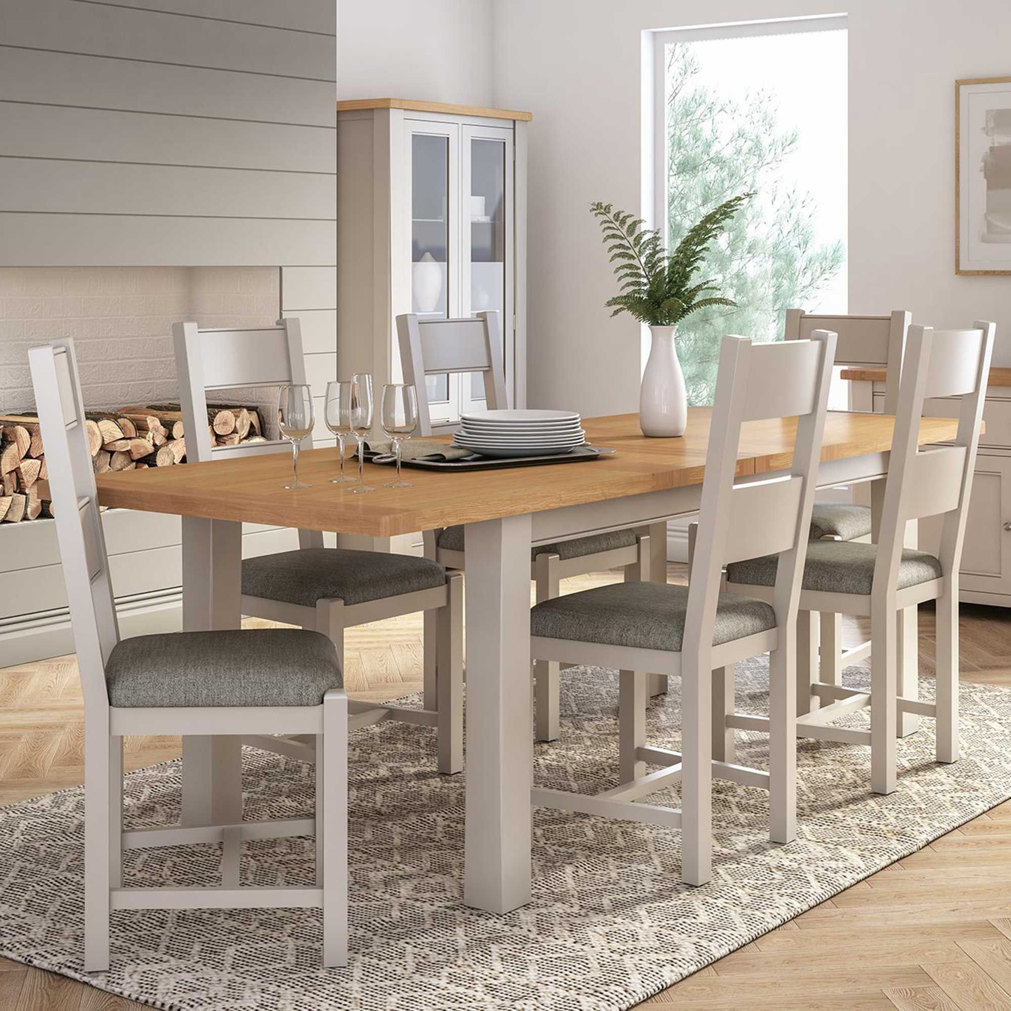 Colby 4-6 Person Extending Dining Table Painted Grey & Oak Top - Dining ...