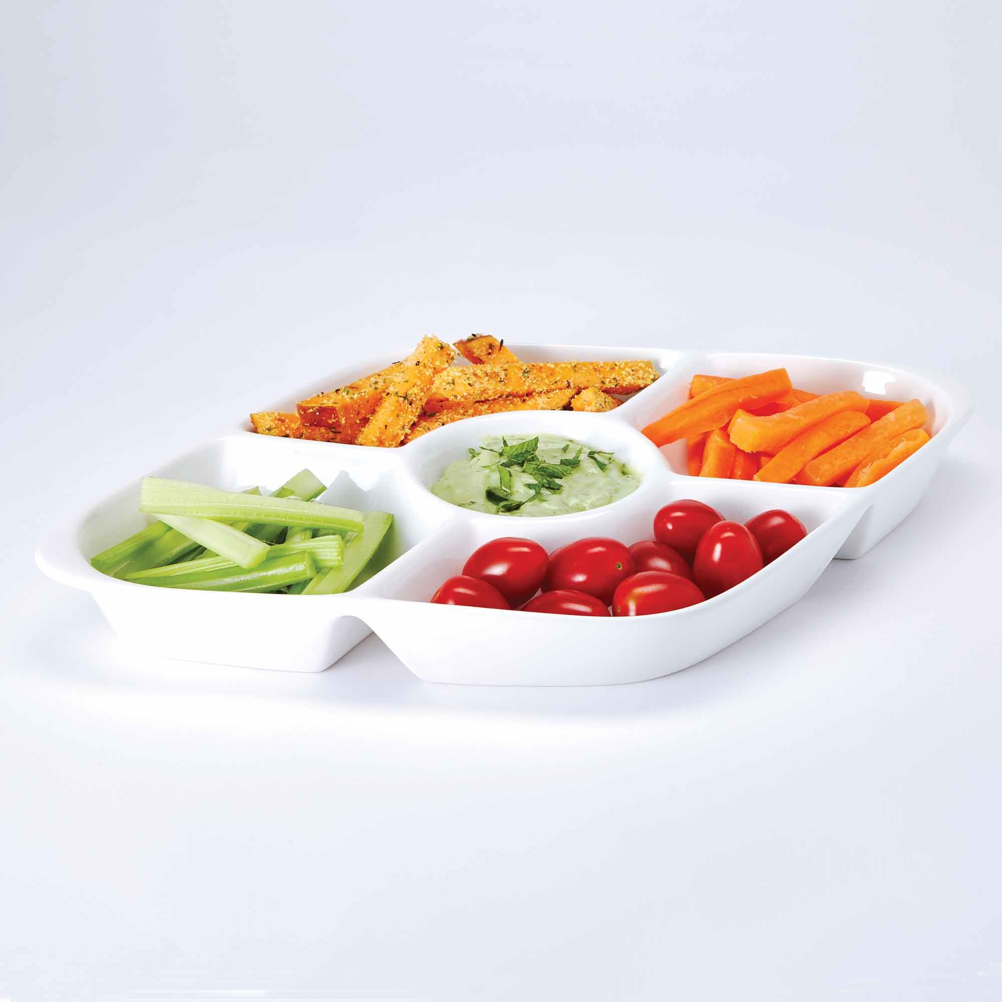 Simply Home Serveware 37cm Division/Snack Plates (Set of 5) White