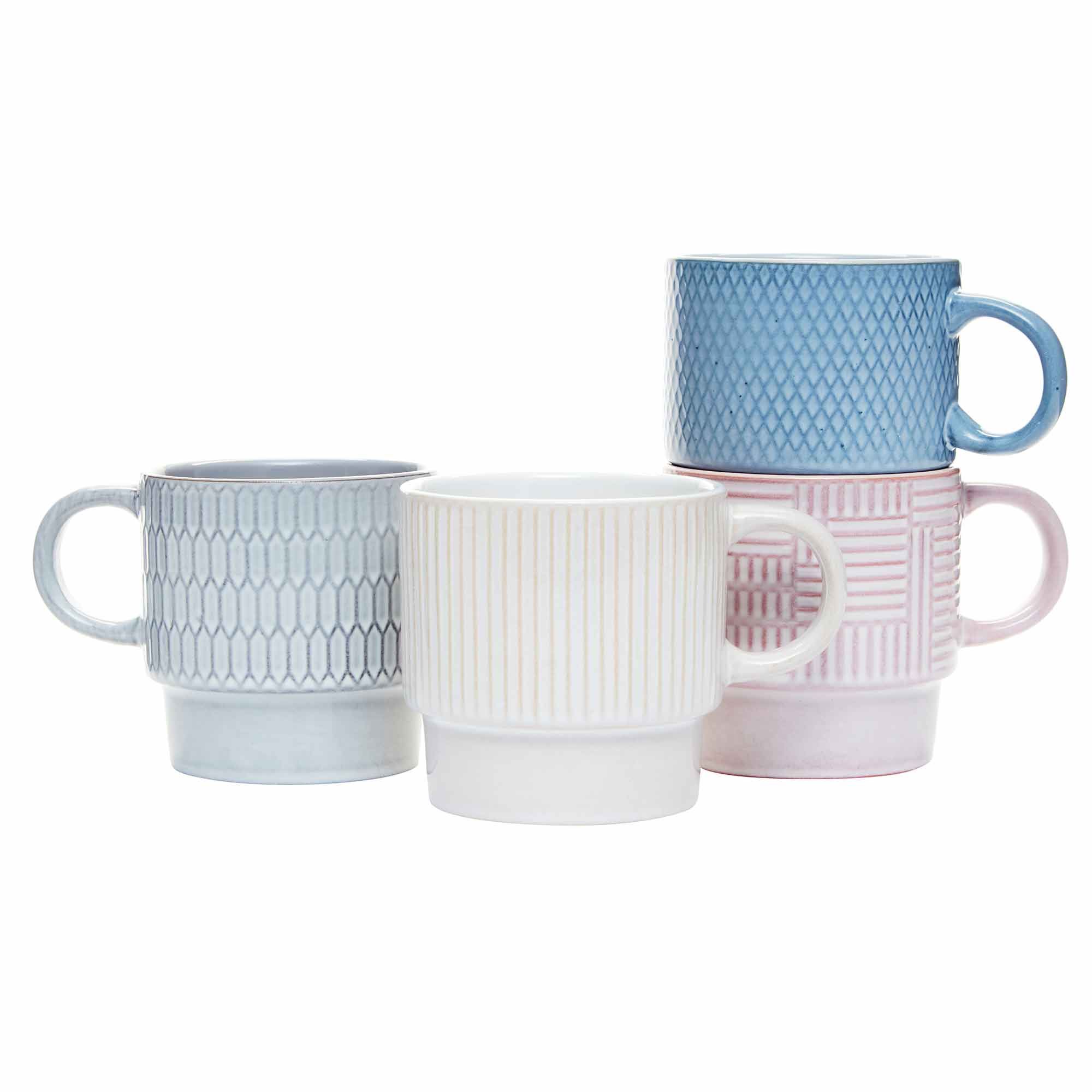 Simply Home Reactive Glaze Pastels Stacking Mugs (Set of 4) Multi