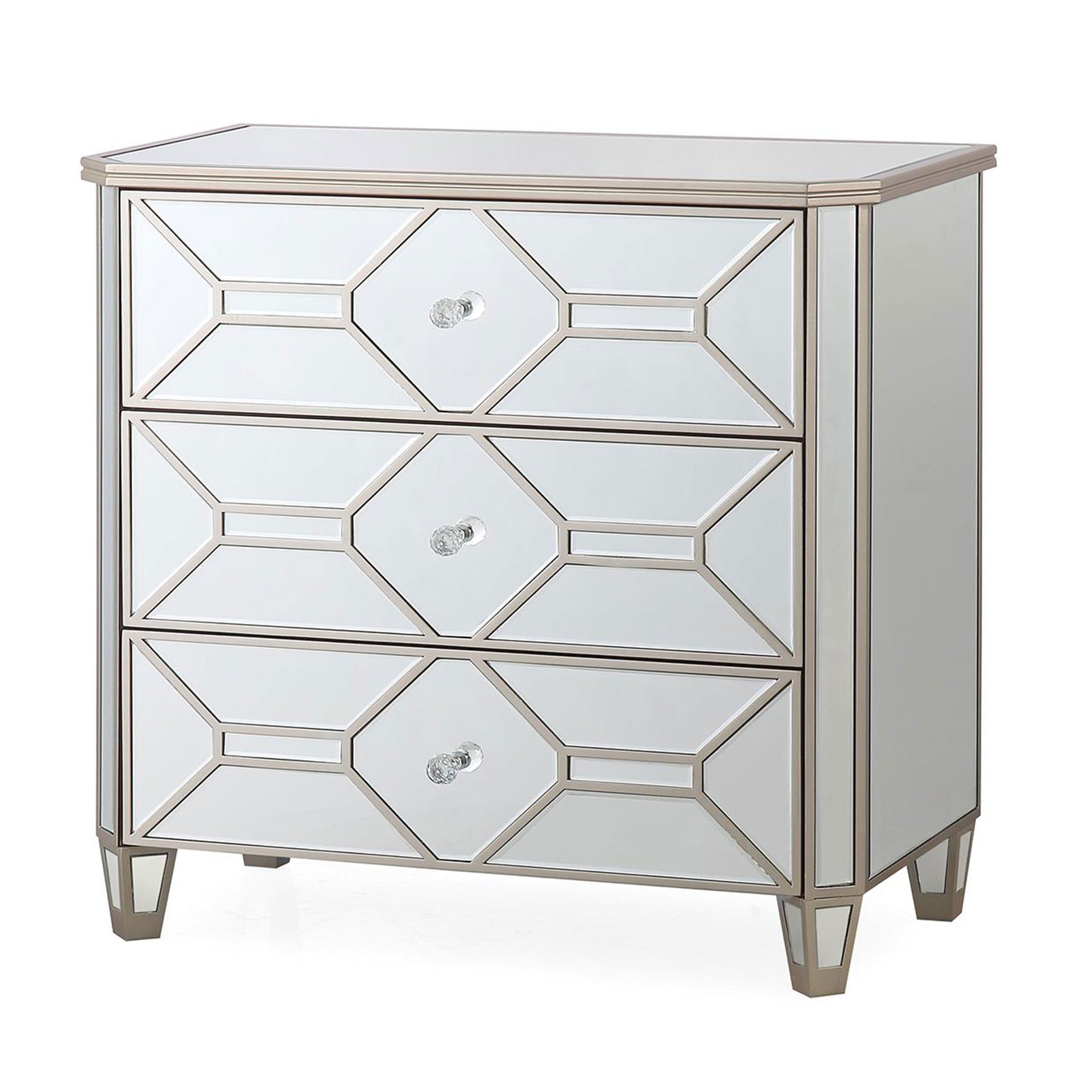 Ashley 3 Drawer Chest of Drawers Mirrored Meubles