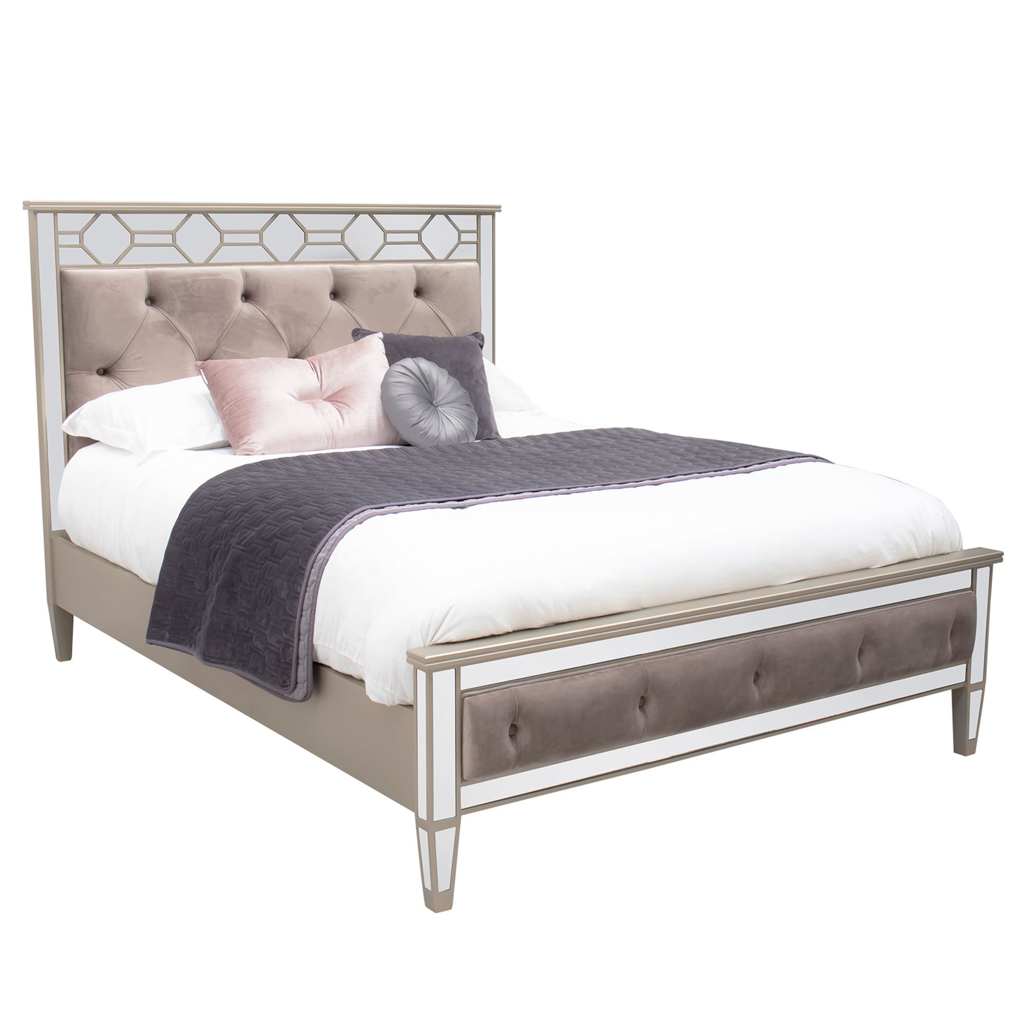 They are designed with a low profile that sits close. ashley bedstead mirrored with fabric headboard taupe