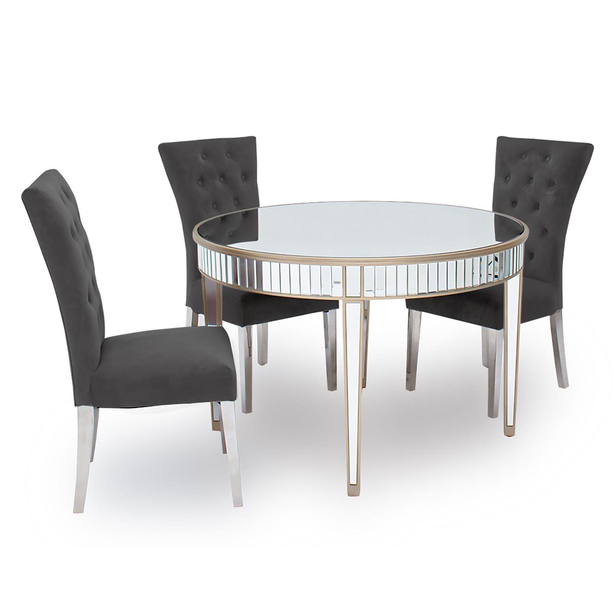 Ashley 4 Person Round Dining Table, Round Mirrored Dining Table And Chairs