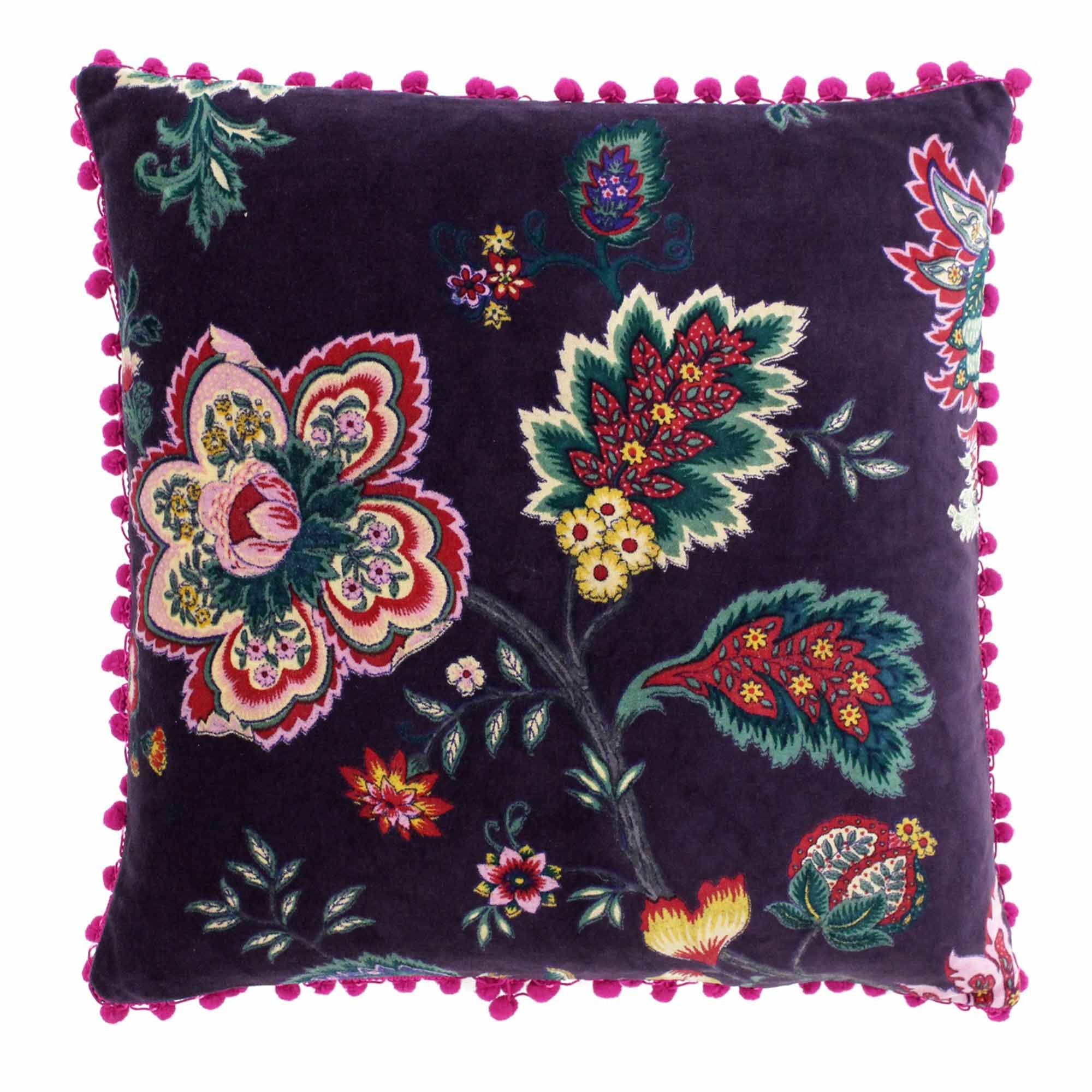 Paoletti Palampur Cushion 50cm x 50cm Damson Cushions Meubles