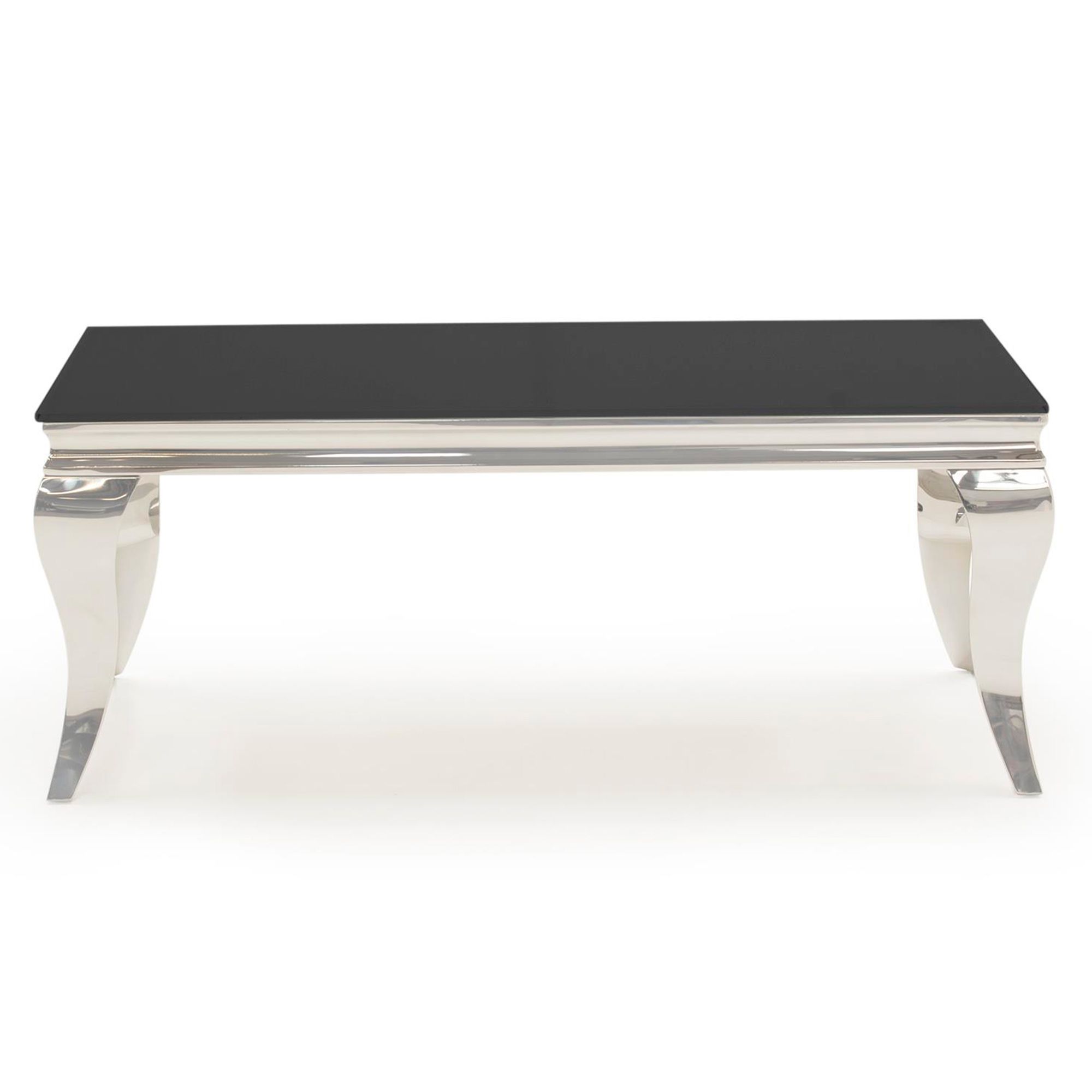 Ordell Narrow Coffee Table Polished Steel & Black Top Coffee Tables Meubles