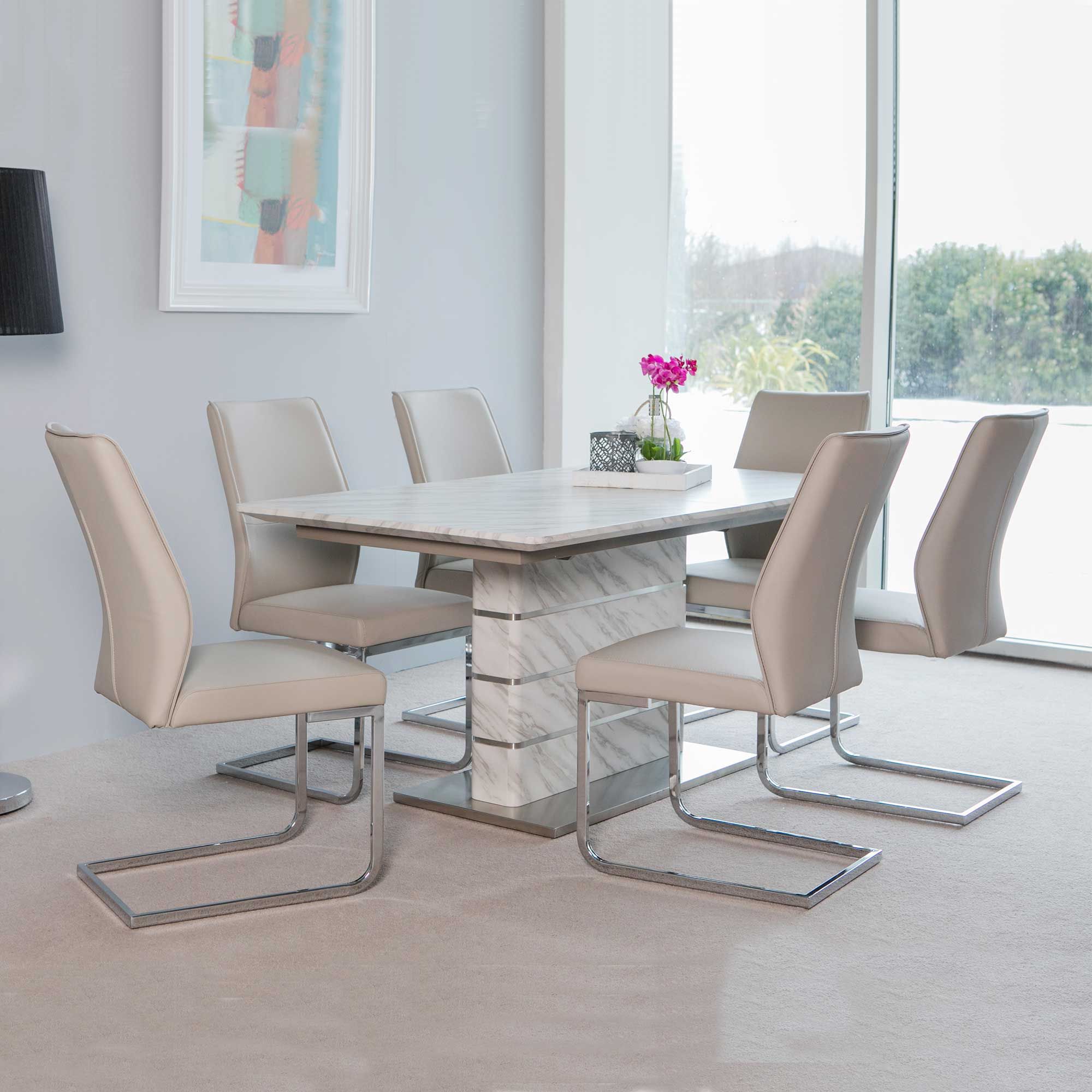 Allure 6-8 Person Extending Dining Table White - Meubles