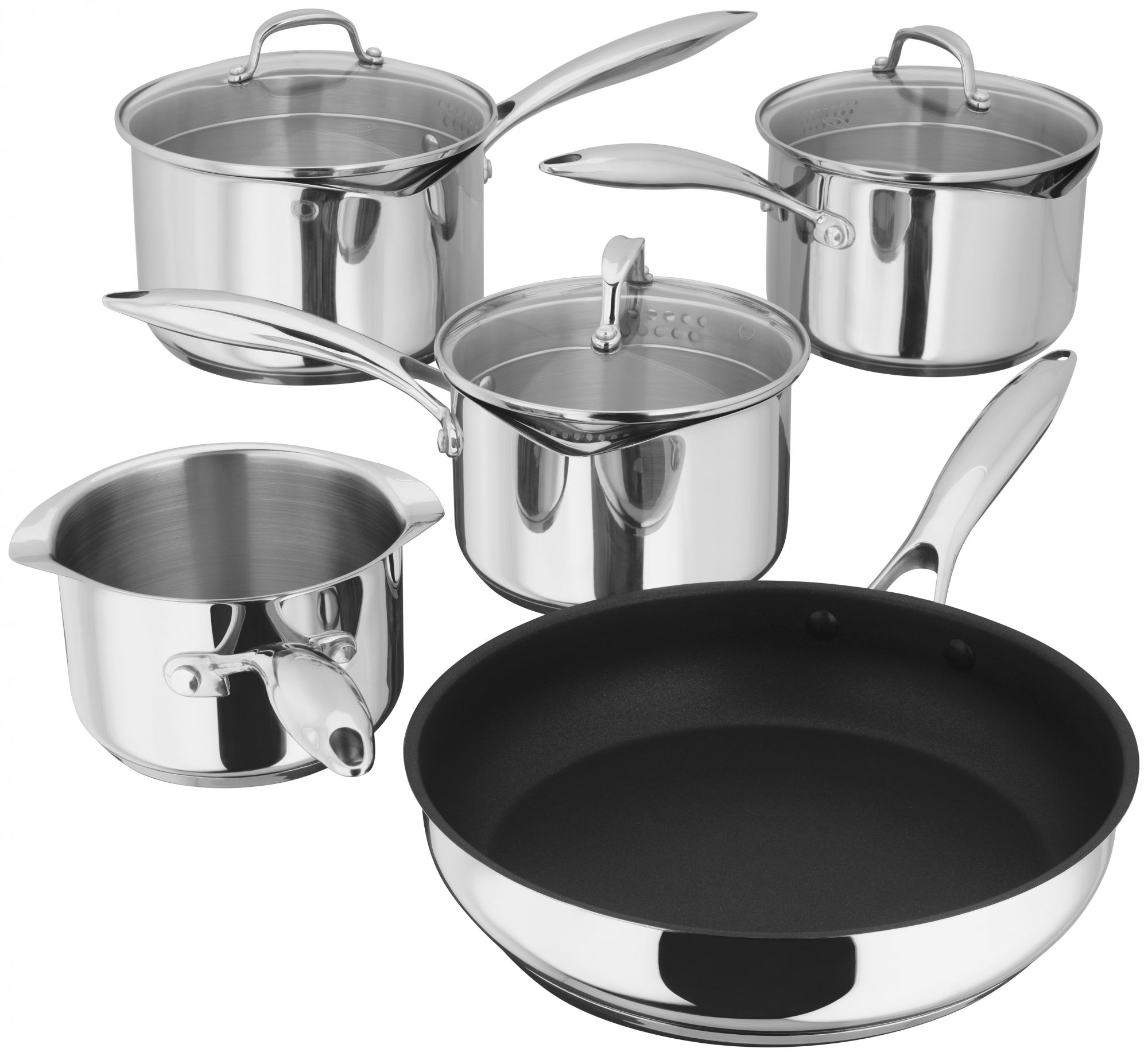 Stellar 7000 5 Piece Saucepan Set with Draining Lids Saucepans