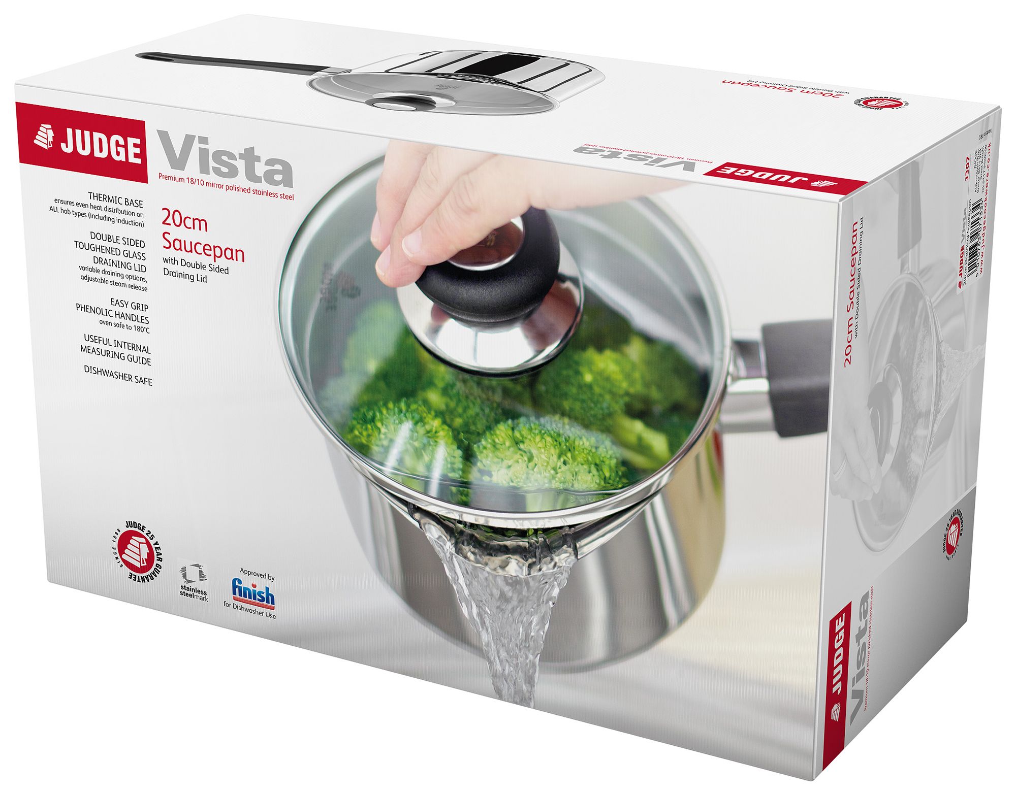 Judge Vista 20cm Draining Glass Lid Saucepan Saucepans & Saucepan