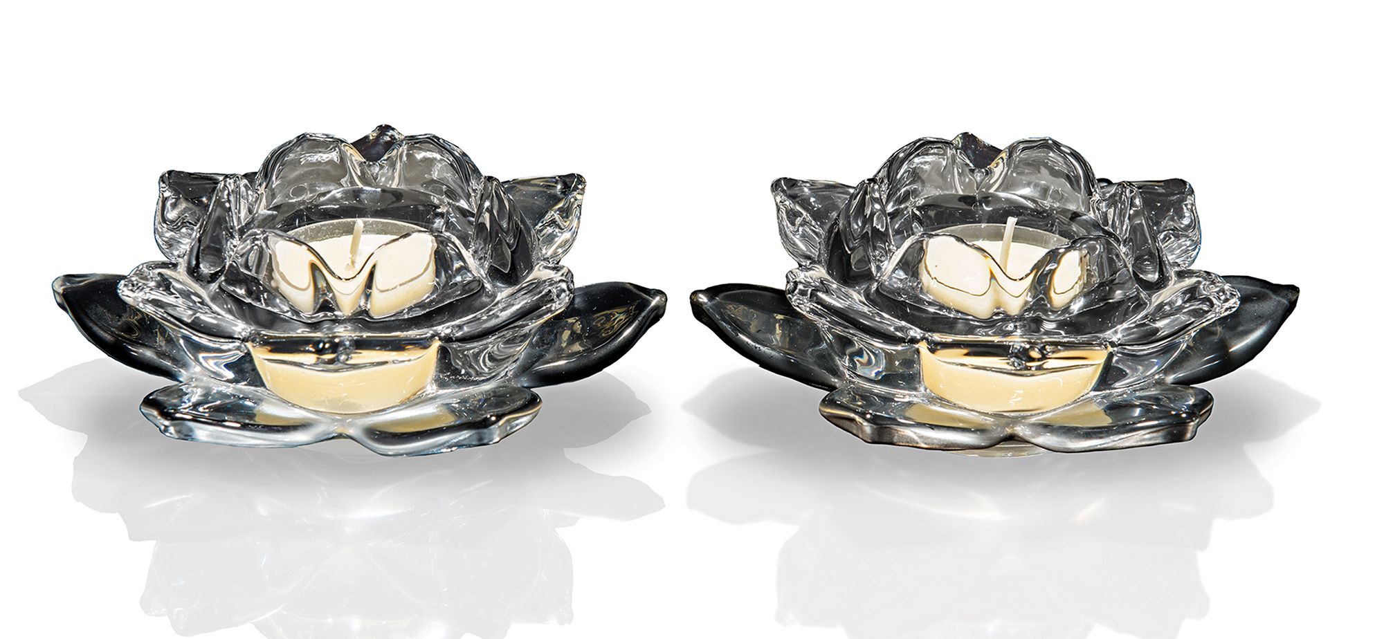 Newgrange Living Colours Black Lotus 12cm Pair Of Tealight Holders