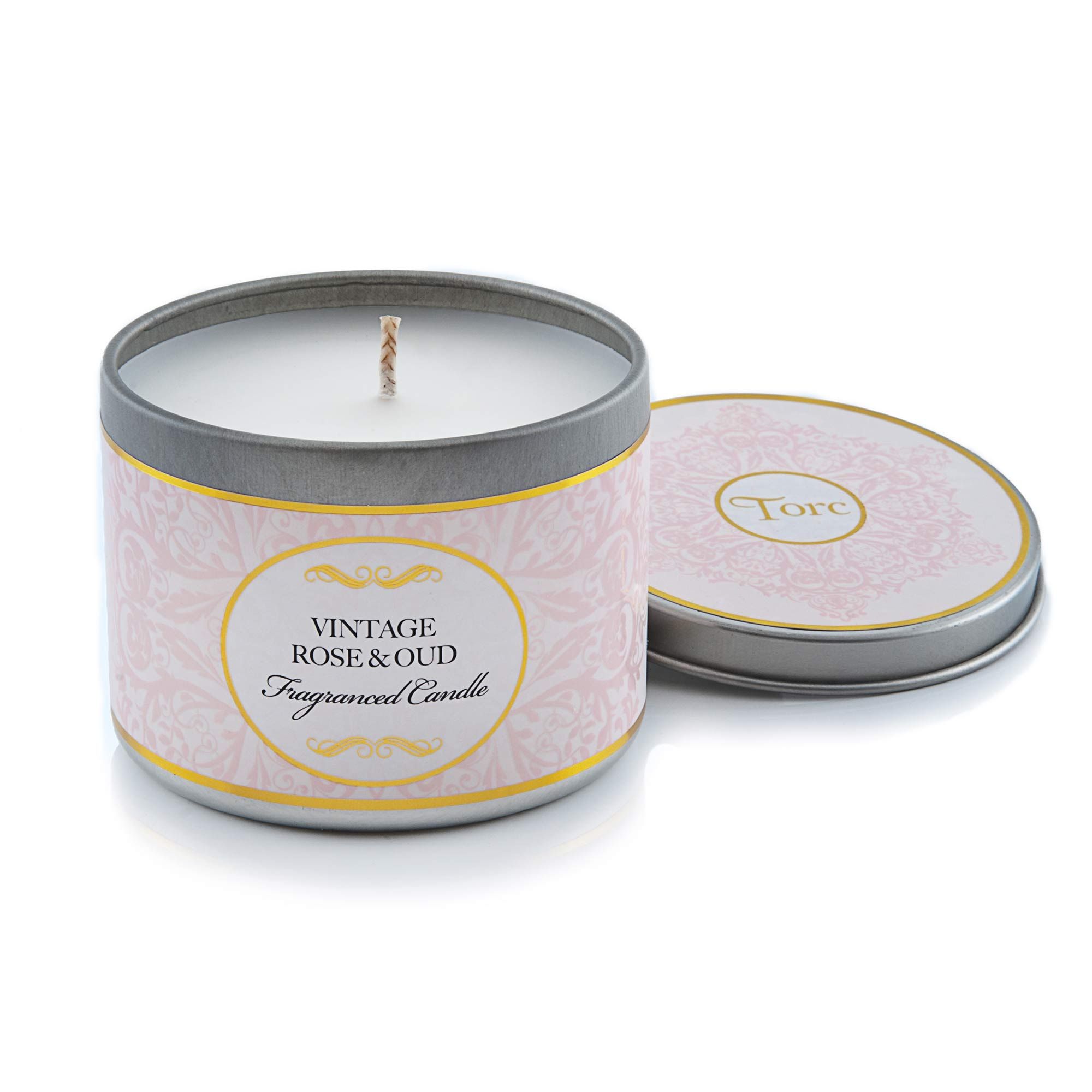 Torc Vintage Rose & Oud Candle Filled Metal Tin 8cm Candles