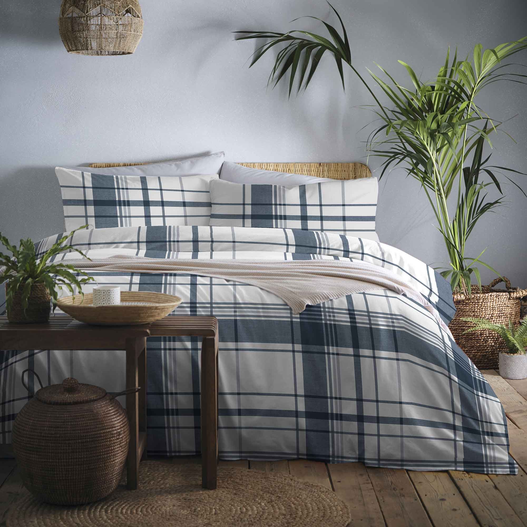 Appletree Brampton Check Duvet Cover Set Navy Duvet Covers Meubles
