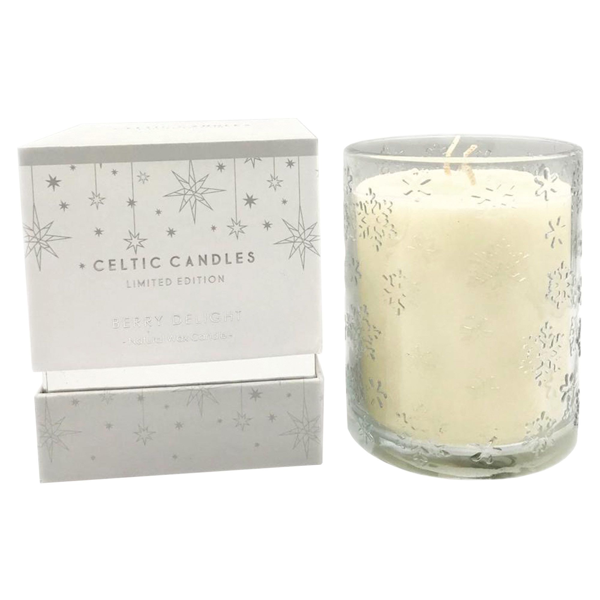Celtic Candles Double Wick White & Silver Berry Delight Candle