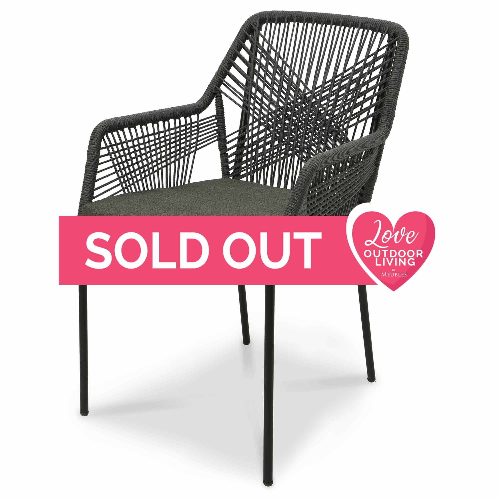 Seville 6 Person Outdoor Dining Table & Rope Chairs Black Table