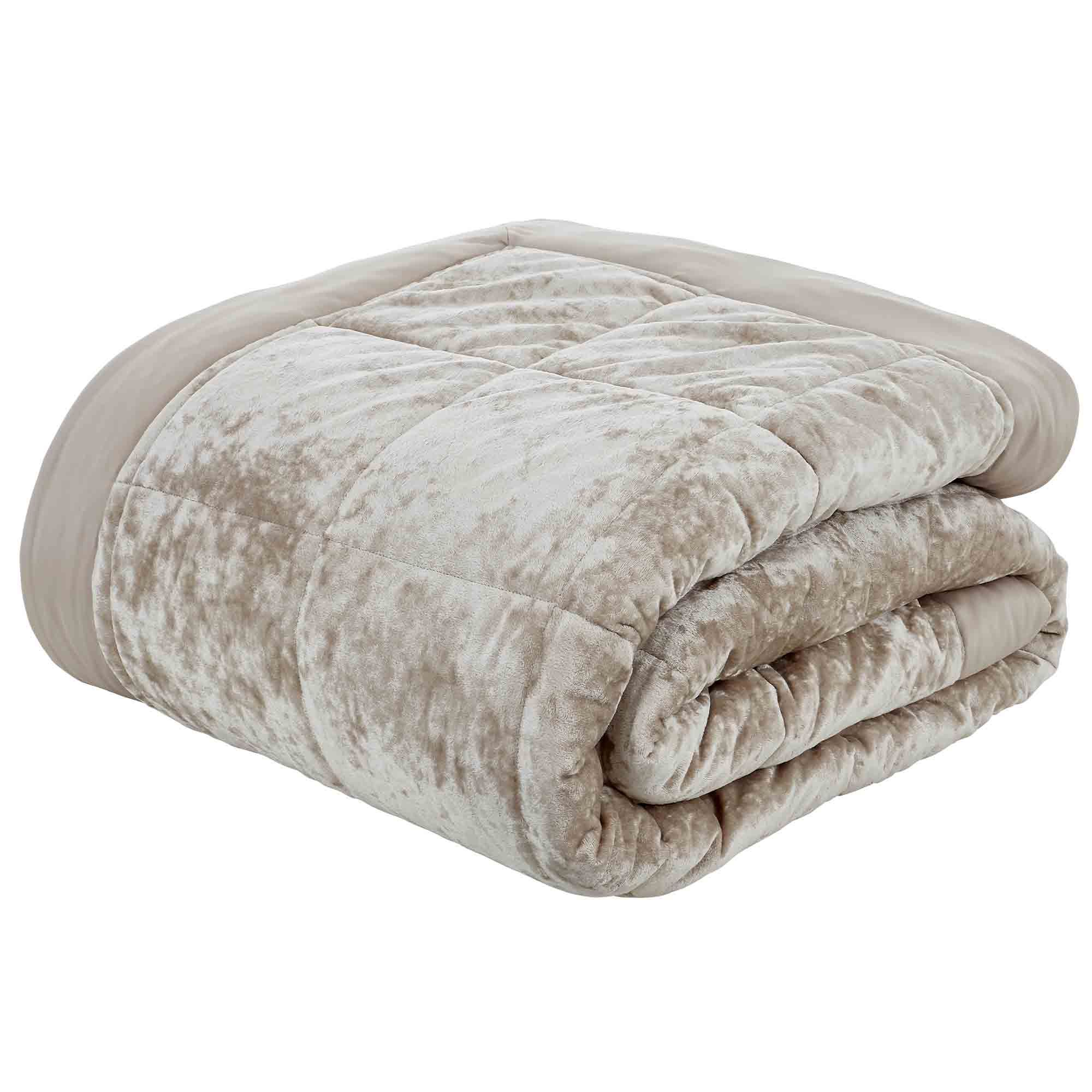 Catherine Lansfield Crushed Velvet Bedspread Natural Throws Meubles