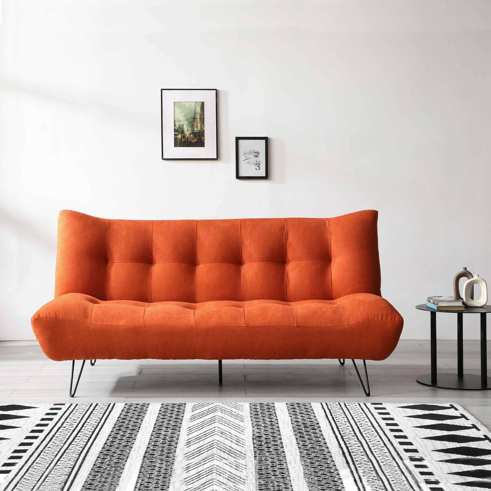 Kruger 2 Seater Sofa Bed Fabric Orange Meubles