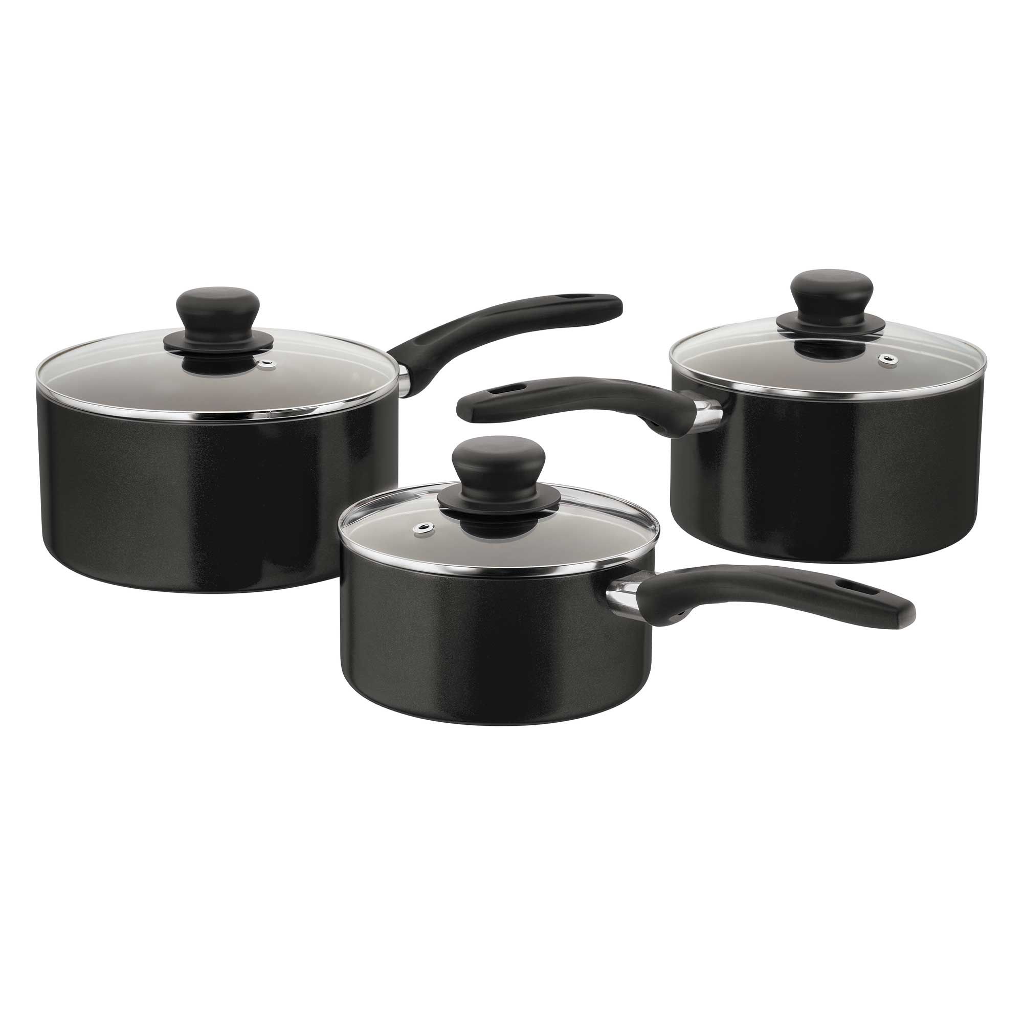 Judge Radiant 3 Piece NonStick Saucepan Set Black Saucepans